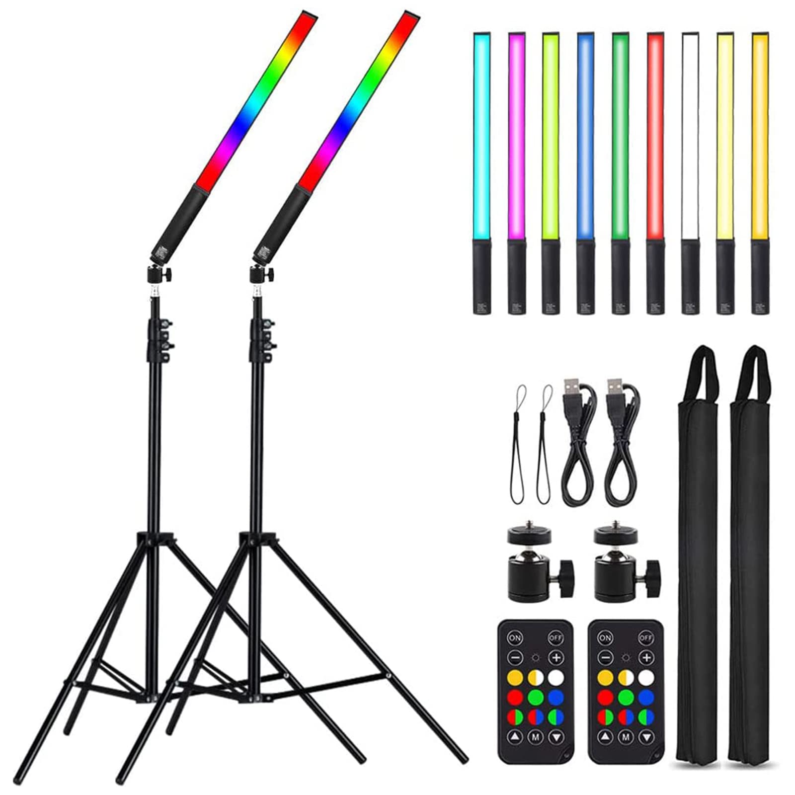 Led Light Sticks Rgb Light Wand, Photography Light Stick Led Video Lighting Kit 9 Color Modes, With 26.2'' To 78.7'' Tripods, Ad