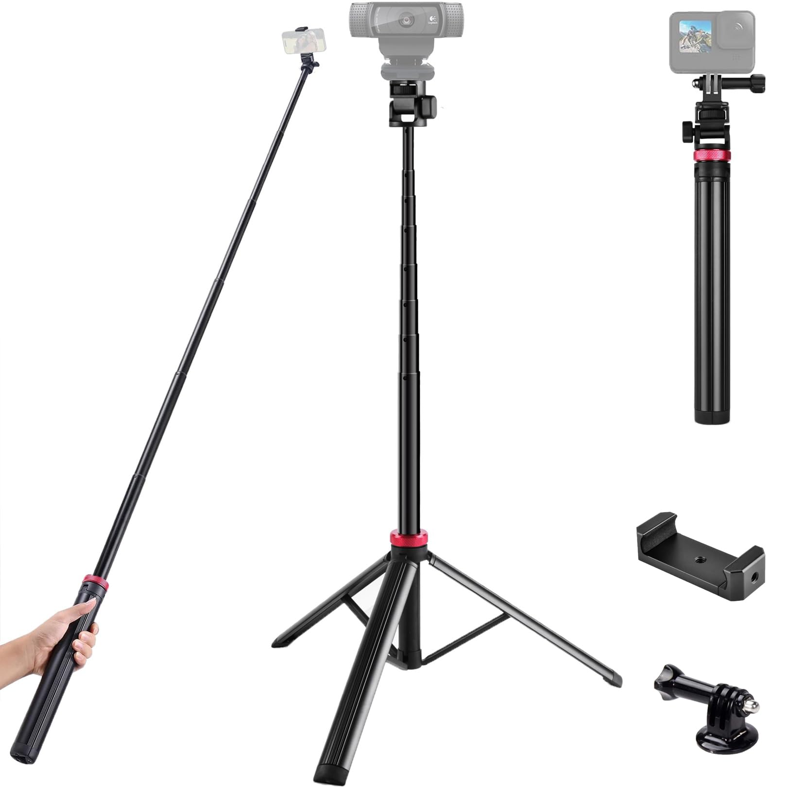 80 Webcam Floor Tripod Stand Holder for Logitech C920x/MX Brio 4K/C922x/C930e/Brio 501/StreamCam Webcams/iPhone 17 16 15 14/Sa