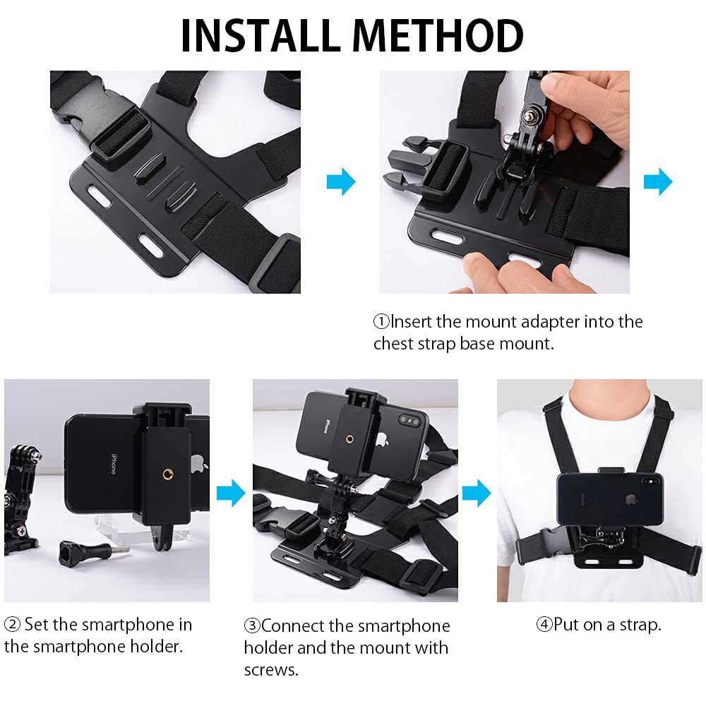 Mobile Phone Chest Mount Strap Holder