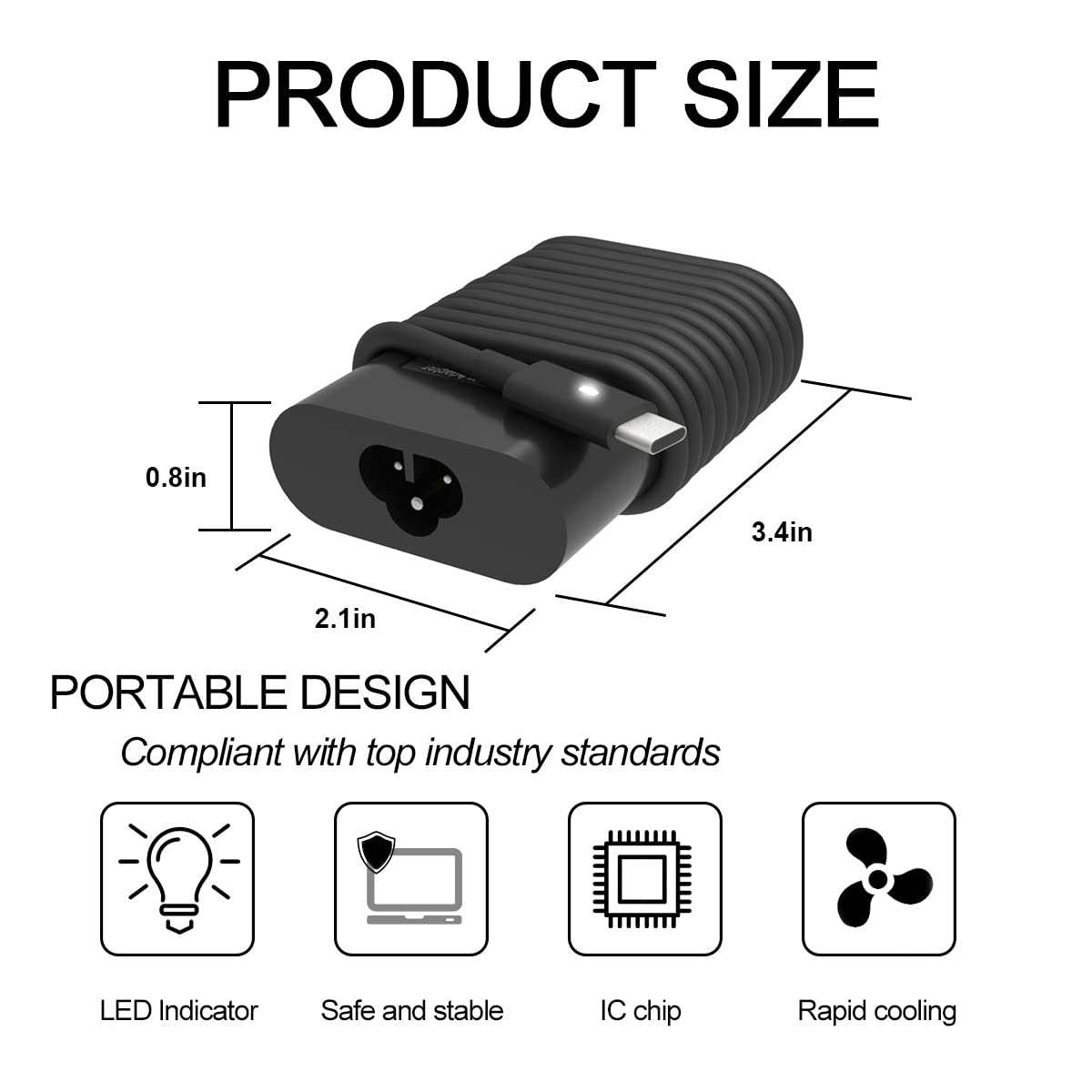 45W Usb C Laptop Charger For Dell Xps 13 7390 2In1 9350 9380 9370 9333 9360 9310 9365 9300 Latitude 5289 5290 7370 5175 5285 Ha4
