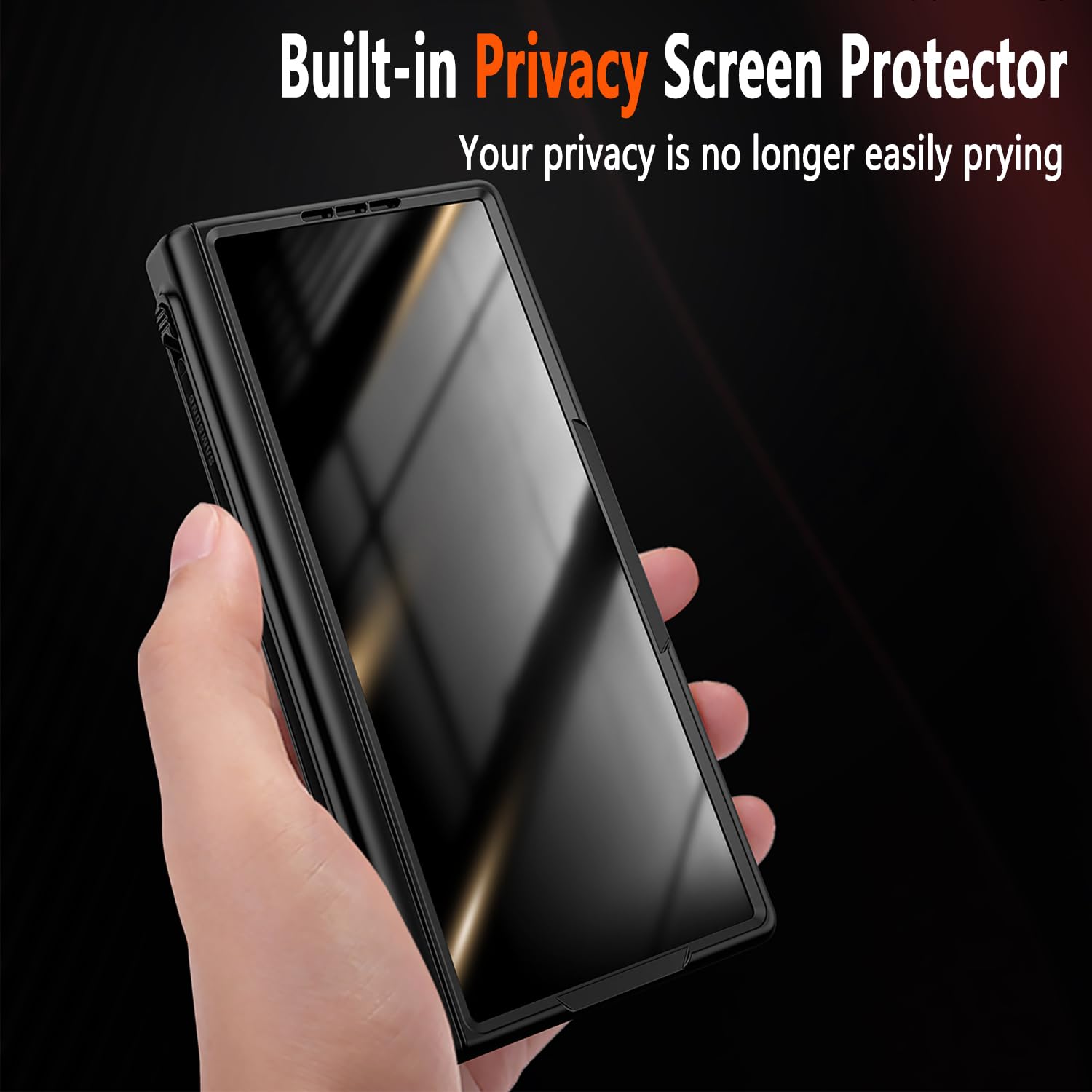 Magnetic For Samsung Galaxy Z Fold 5 Privacy Case,Z Fold5 Phone Case With [Hinge Protection][S Pen Holder][Anti Spy Screen Prote