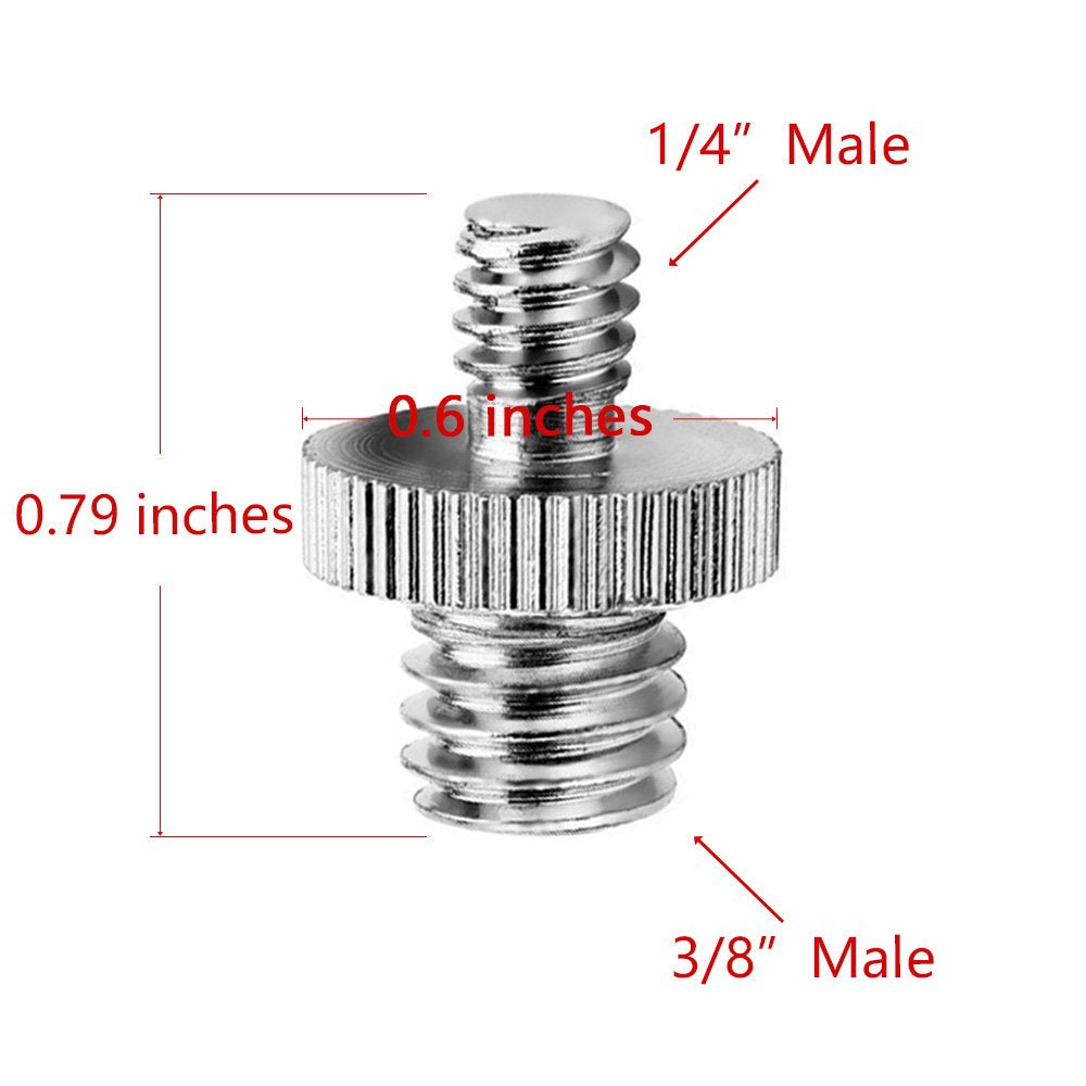 Standard 1/4-20 Male To 3/8-16 Male Threaded Camera Screw Adapter Tripod Screw Converter, 1/4 To 3/8 (5 Pack)