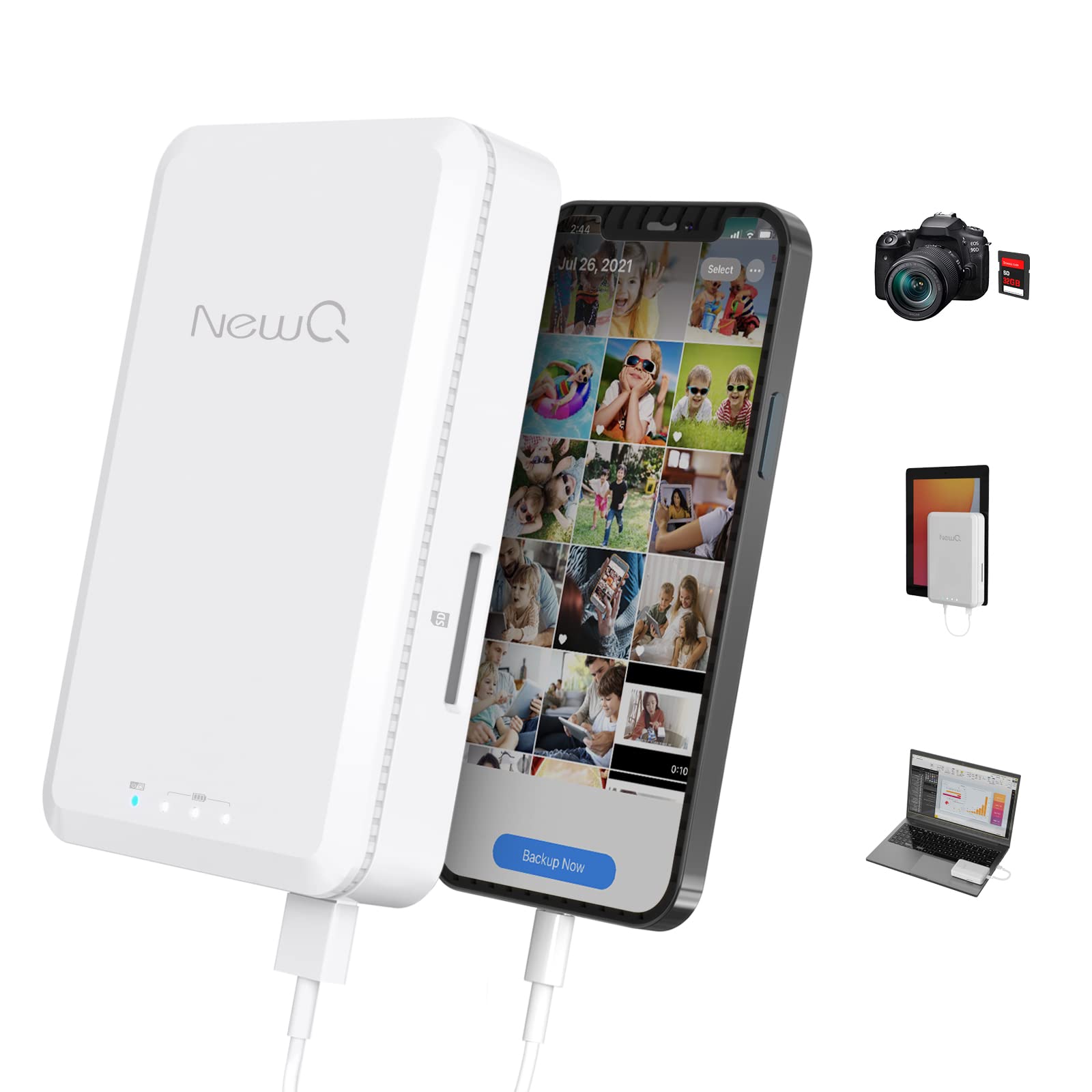 Newq 1Tb External Hard Drive For Iphone, Ipad, Macbook   Usb 3.0, 2.0, 2.0 3.0   Compatible With Ios & Android, Store Photos, Vi