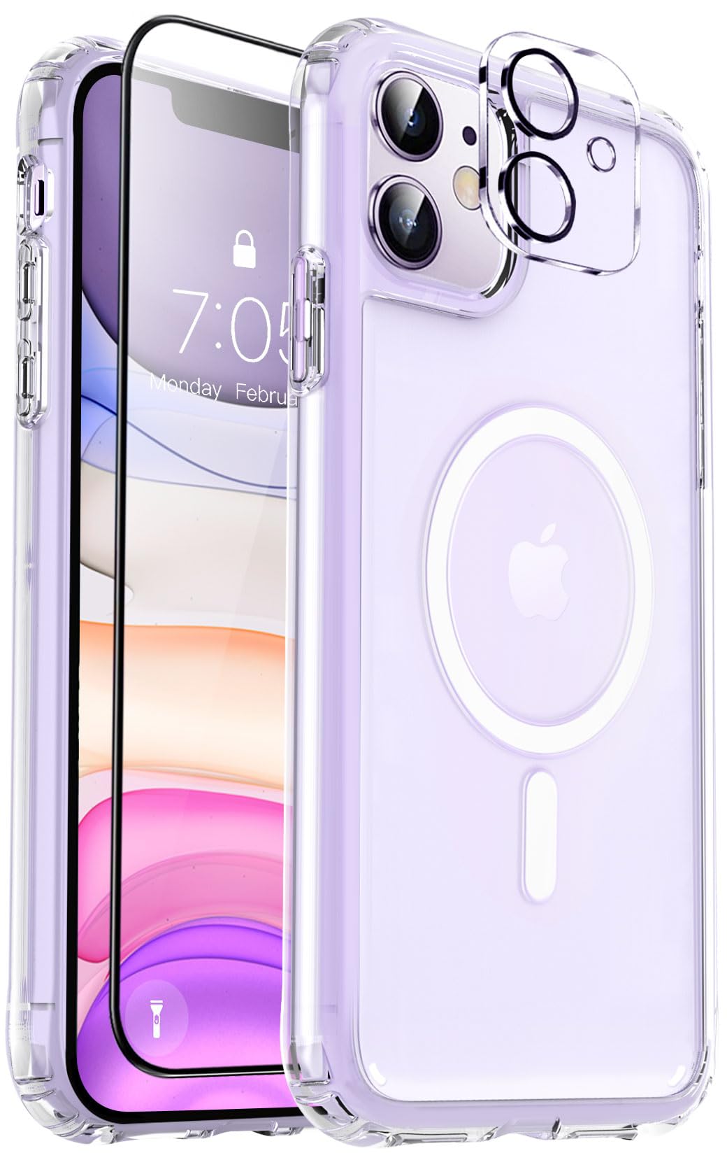 Mocca Strong Magnetic For Iphone 11 Case,[Compatible With Magsafe][Anti Yellowing][Glass Screen Protector+Camera Lens Protector]