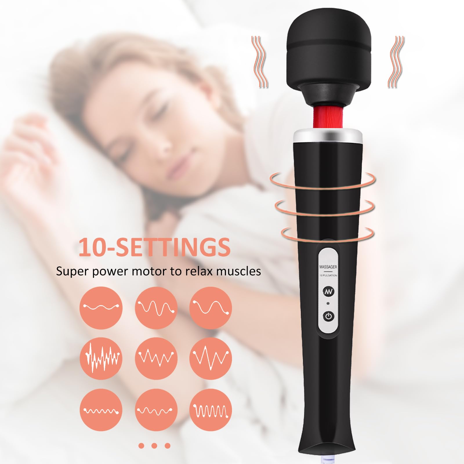 Vzvjtr Electric Muscle Massager, Handheld Relaxation Tool, Body Muscle Deep Tissue Massage For Neck Back Shoulder Foot (Black)