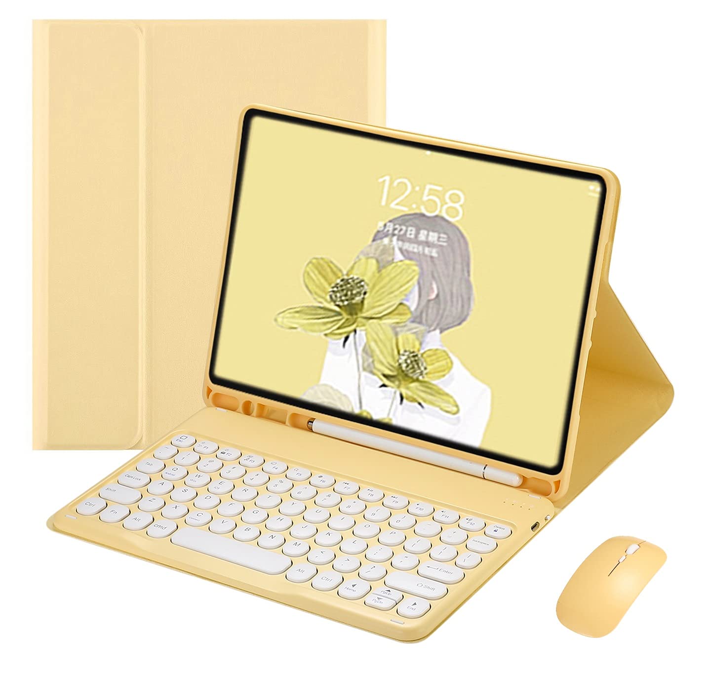 iPad Mini 6 2021 Color Keyboard Case Mouse Cute Round Key iPad Mini 6th Generation 8.3 inch Wireless Bluetooth Detachable Keyboa