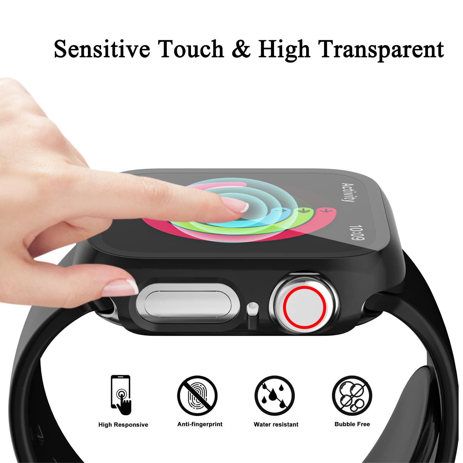 Hasdon [12 Pack] Case Compatible With Apple Watch Series 9 8 7 45Mm With Tempered Glass Screen Protector, Full Coverage Bumper H