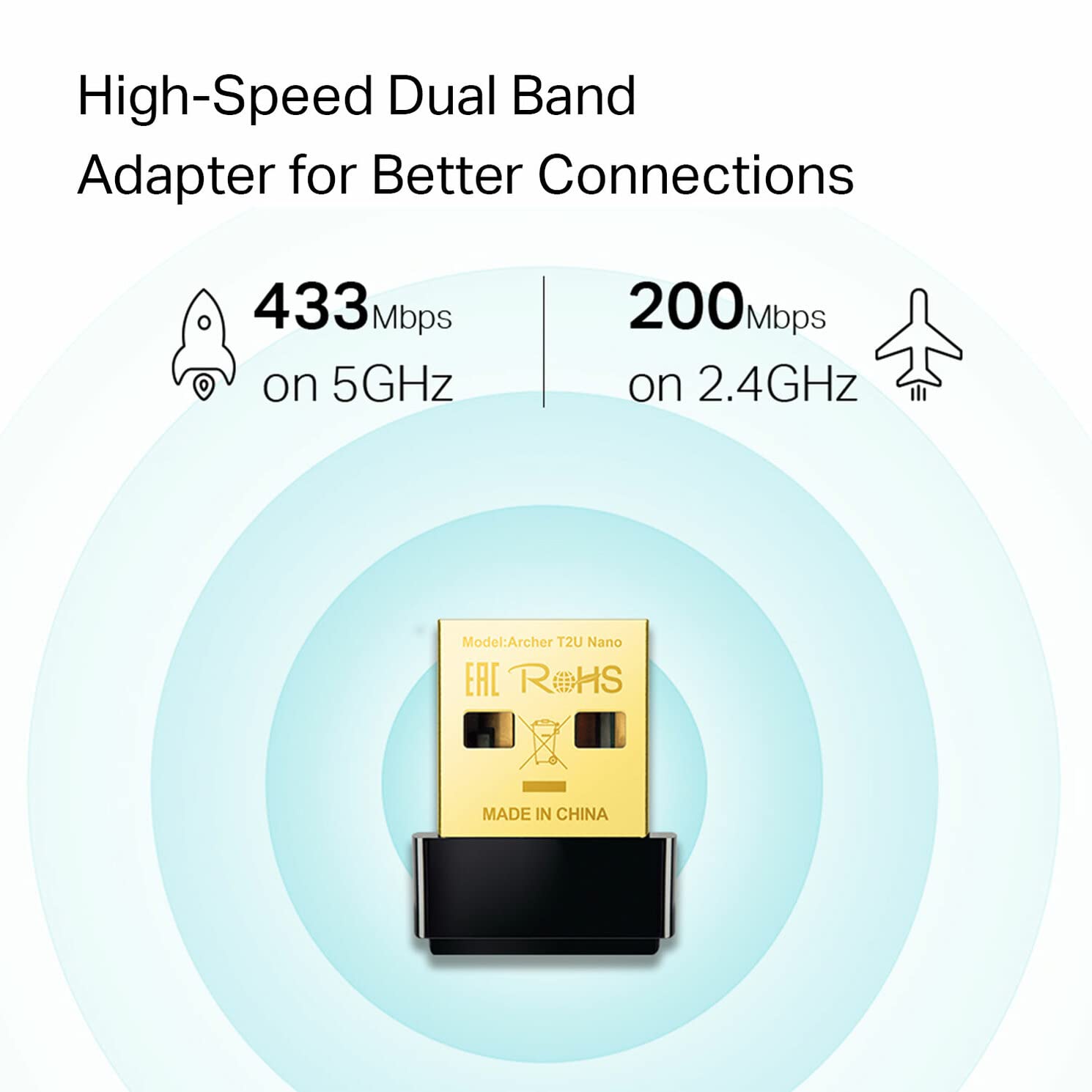 Tp Link Nano Ac600 Usb Wifi Adapter(Archer T2U Nano)  2.4G/5G Dual Band Wireless Network Adapter For Pc Desktop, Mini Travel Siz