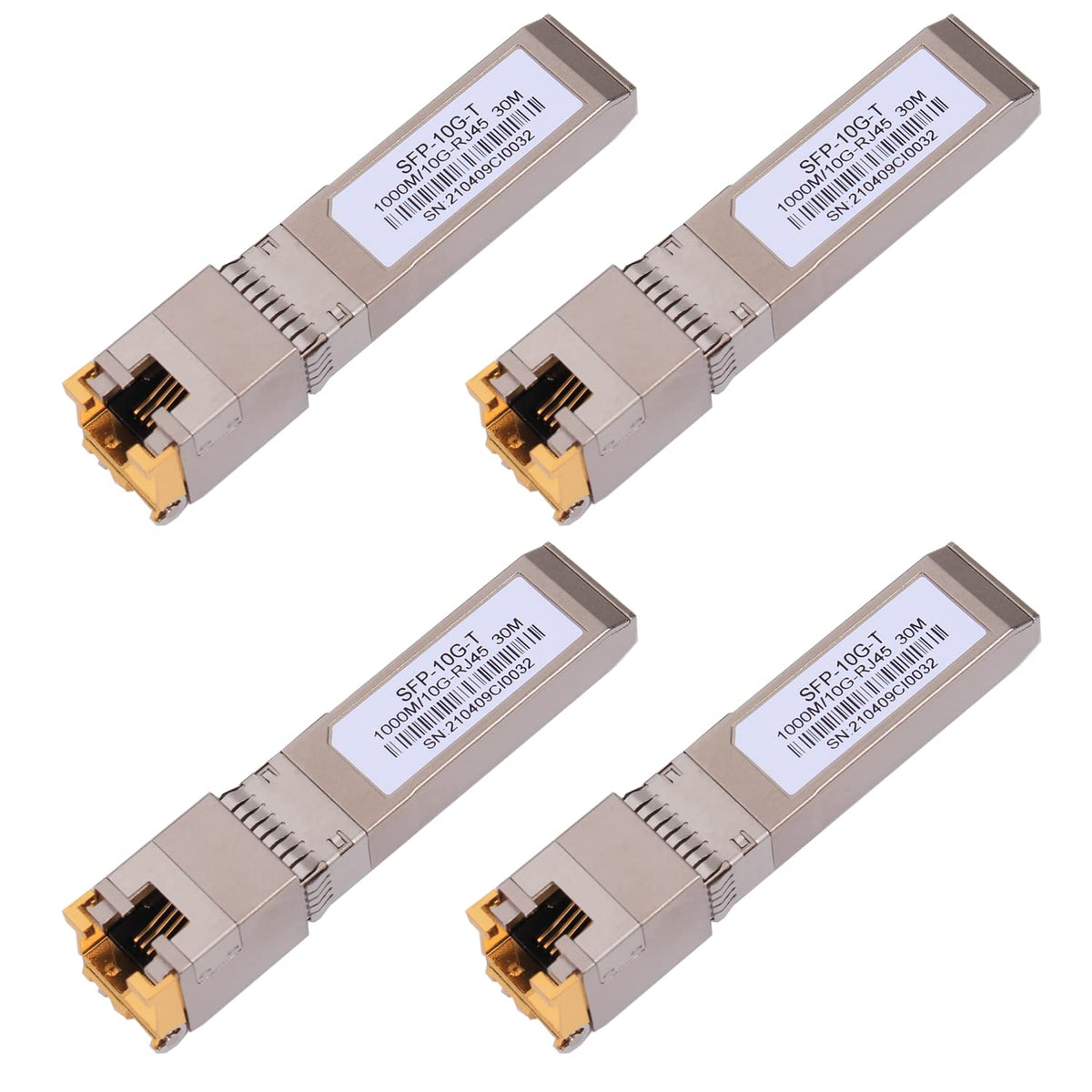 4Pack 10G Sfp+ To Rj45 Copper Module, High Speed 10Gbase T Transceiver, 10Gb Sfp+ Ethernet Cat.6A/7 Up To 30 Meters, Compatible