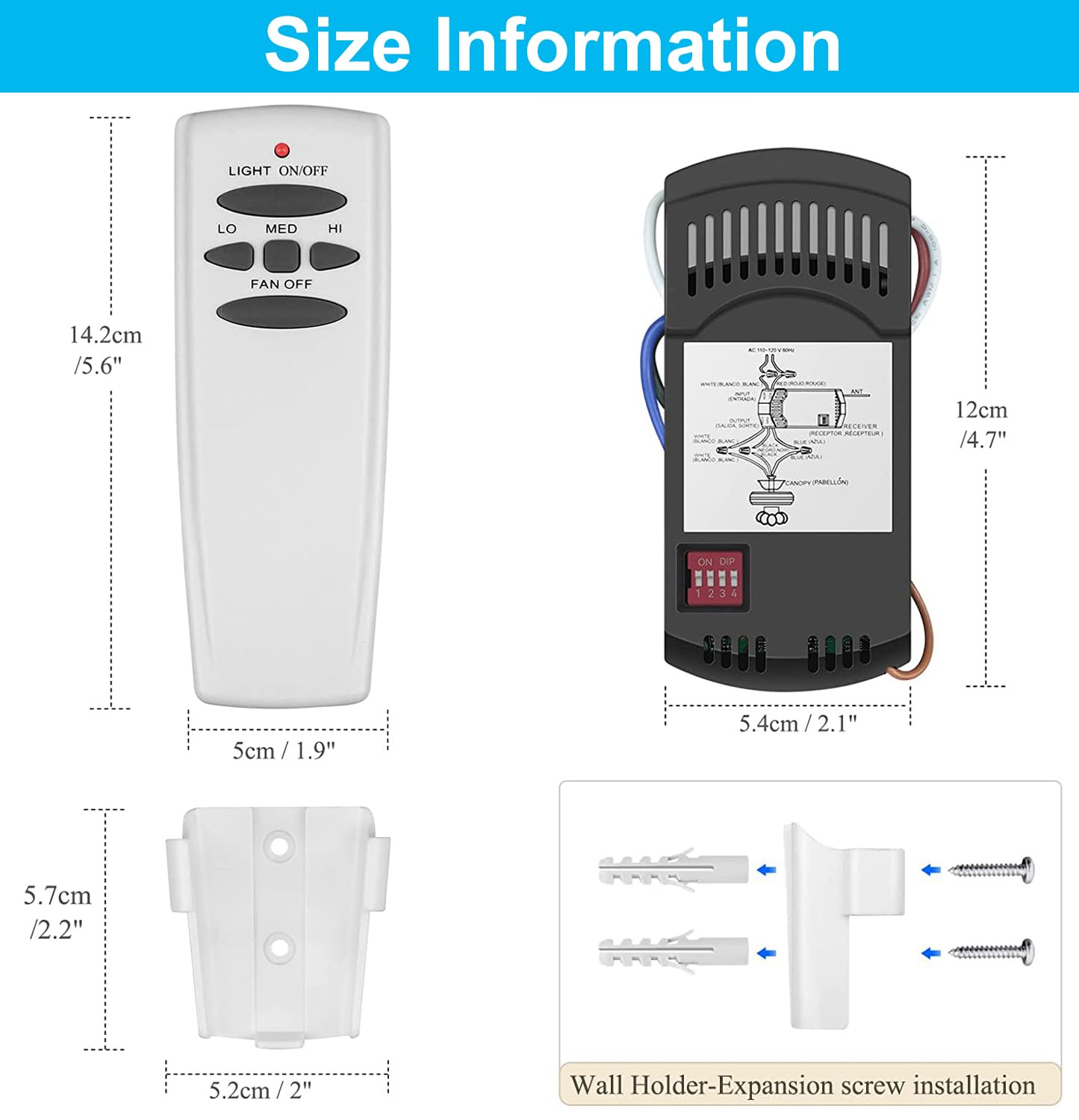 Corebay Universal Ceiling Fan Remote Control Kit, Replacement For Hampton Bay, Hunter, Harbor Breeze, Fan Hd5 L3H2010Fanhd Rr707