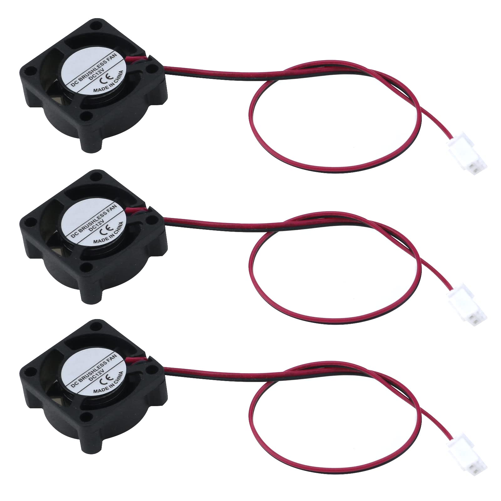 Antrader 3 Pack 12V 0.1A 2Pin 25Mm X25Mm X10Mm Dc Small Mini Brushless Cooling Fan