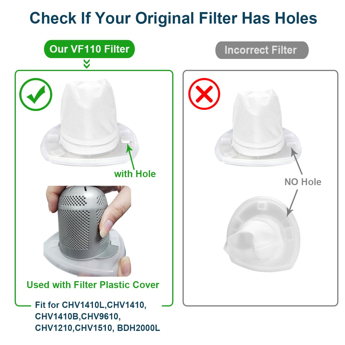 6 Pack Replacement Filter Compatible With Black & Decker Vf110 Dustbuster - Thumbnail 3