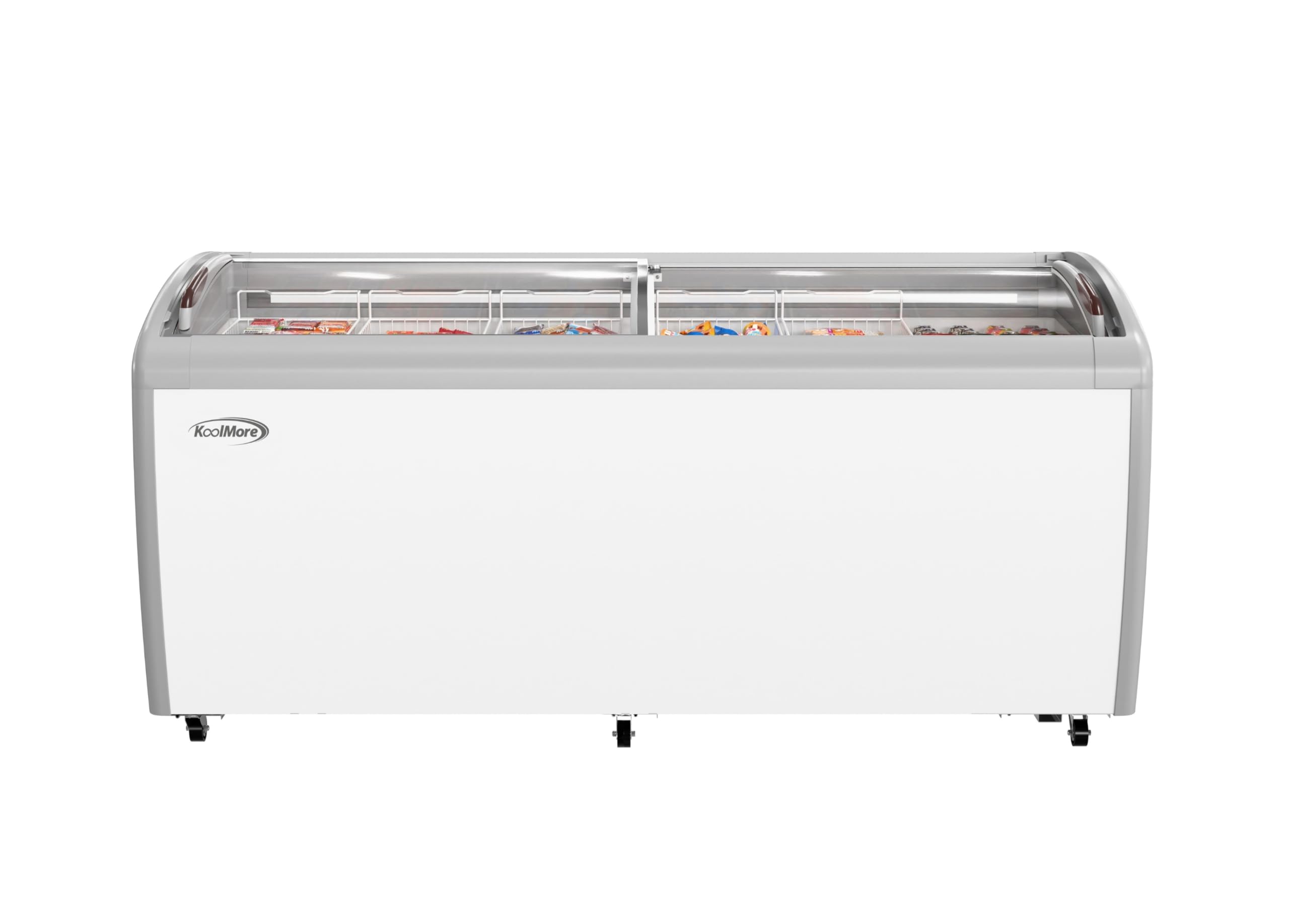 KoolMore Commercial Ice Cream Freezer Display Case with 6 Storage Baskets and Clear, Sliding Lid for Convenient Stores, Gas Stat