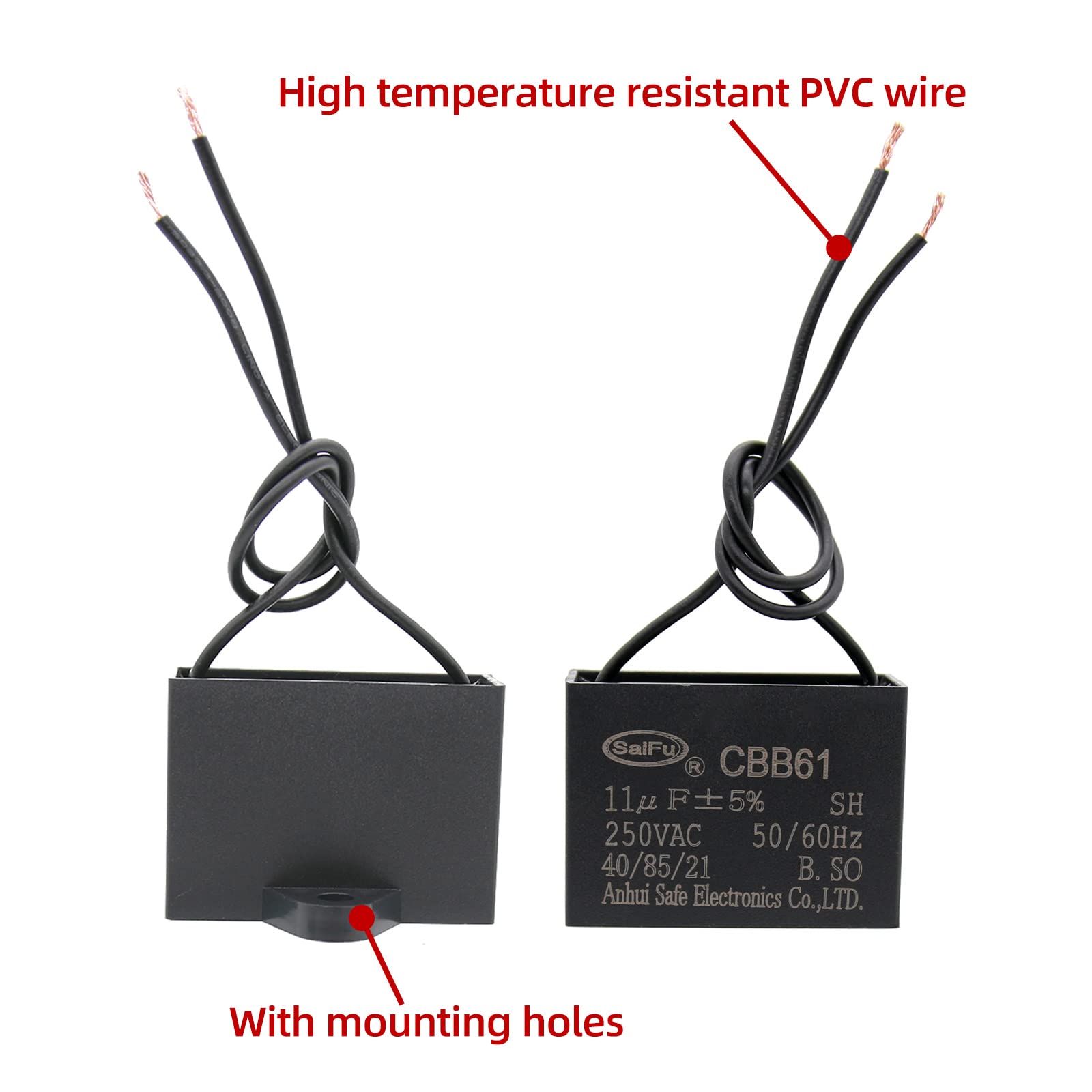 Akzytue Cbb61 Capacitor 11Uf 250V Ac Ceiling Fan 2 Wire 50/60Hz For Starting Electric Fan Generator Pump Motor