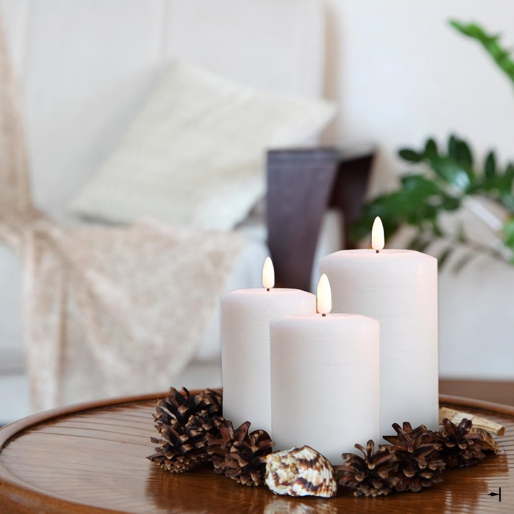 Angelloong Battery Powered Candles With Remote, Real Wax Electric Flameless Candle With Timer, Flickering Led Pillar Candles For