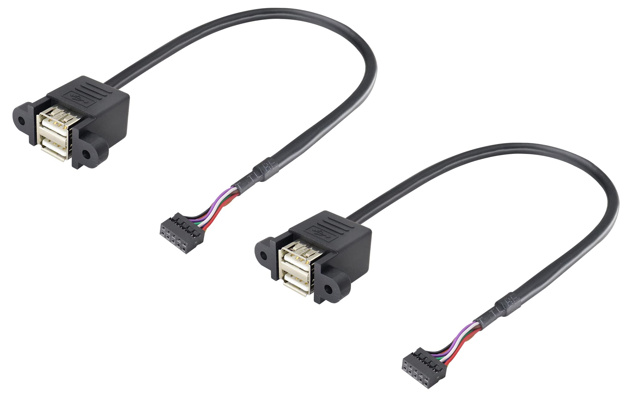 Hcfeng Dupont 9Pin Usb 2.0 Port Multiplier Splitter Adapter Cable Usb 2.0A Dual Ports Female Screw Panel Mount To Motherboard 9P