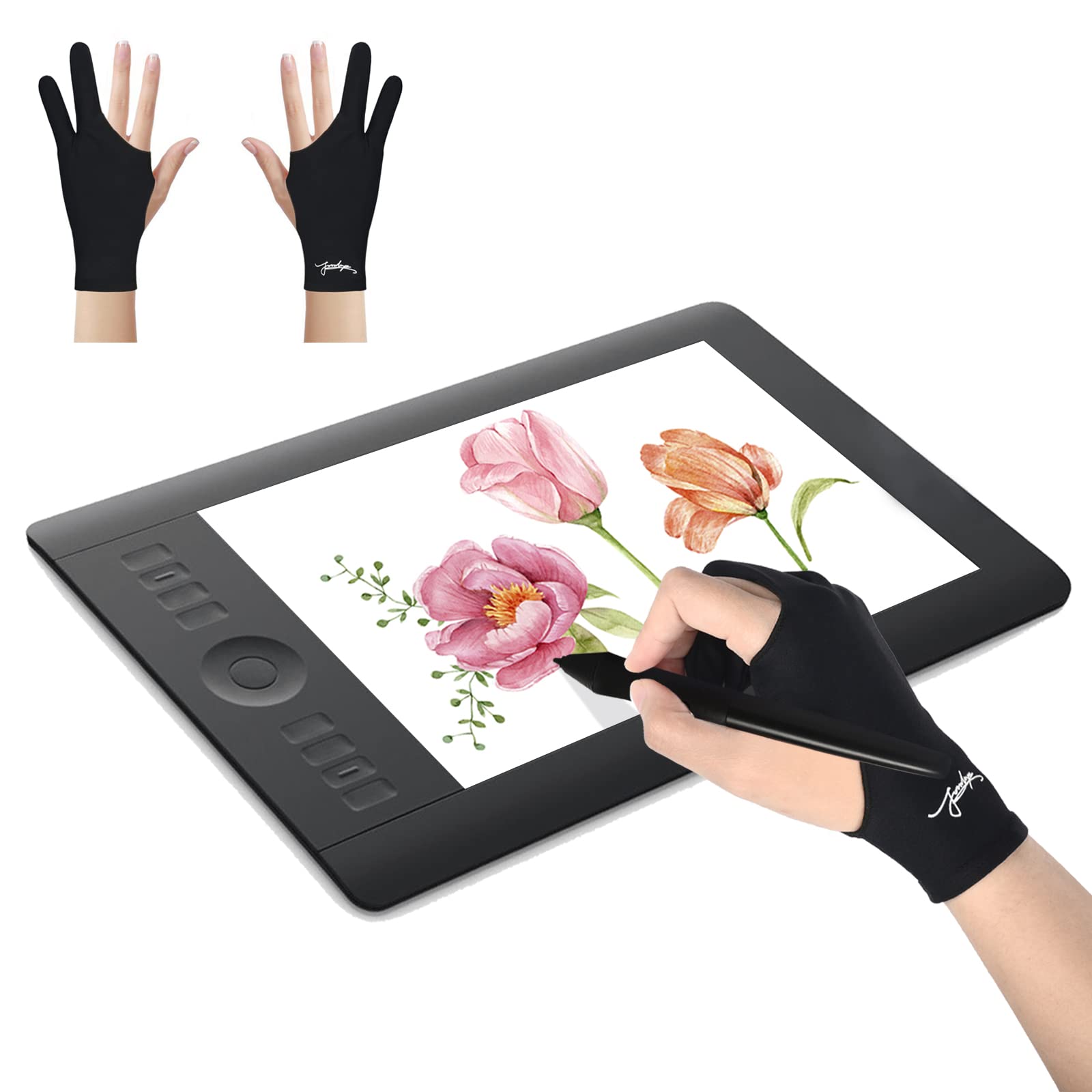 Joinliyu Digital Drawing Glove Right Hand For Ipad, Paper Sketching,2 Pack Artist Glove For Drawing Tablet,Two Finger Art Glove