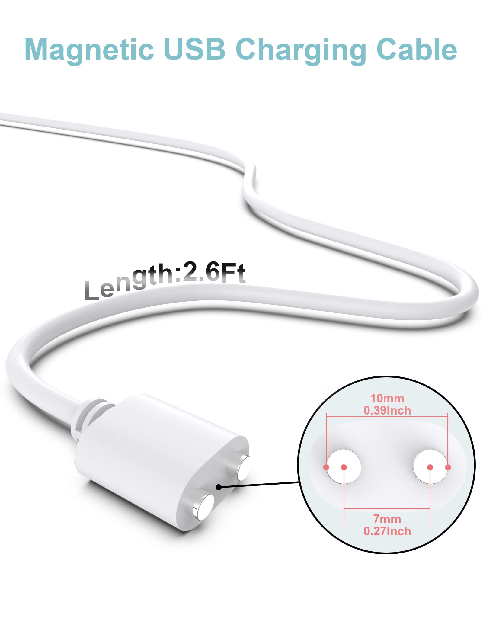 Bicmice 2.6Ft Magnetic Usb Dc Charger Cable Replacement Charging Cord (7Mm/0.27In)