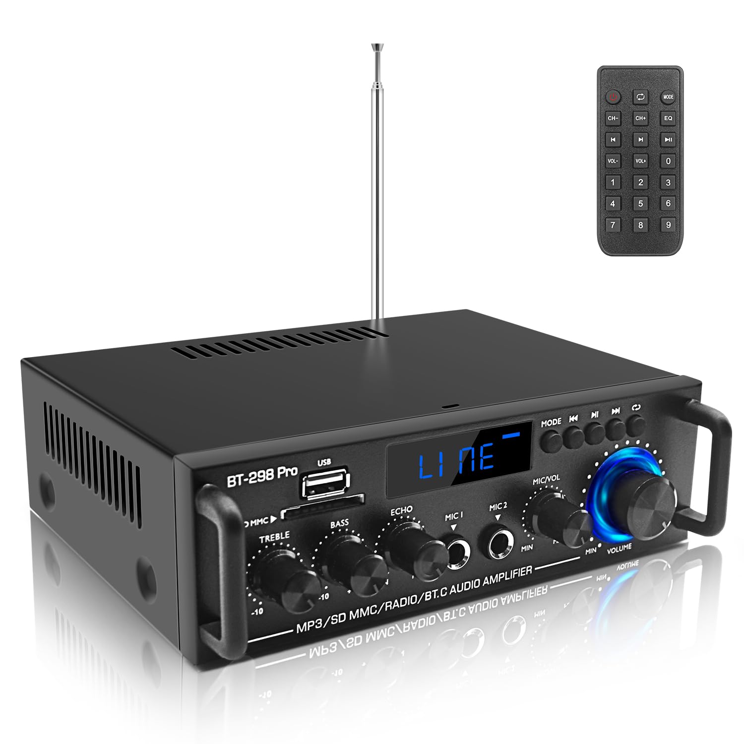 Amplifier Home Audio Stereo Receivers with Bluetooth 5.0,Receicer for Speakers Max 800W, 2.0 Channel Stereo Amplifier System for