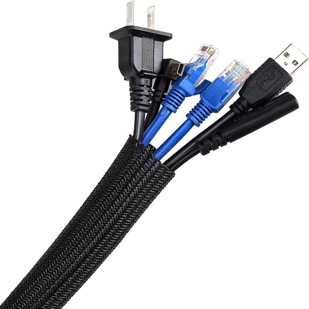 Agptek Cable Management Sleeve Cover 10Ft   4/5 Inch, Cord Management System For Desk Pc Tv Computer Projector Wires Protection