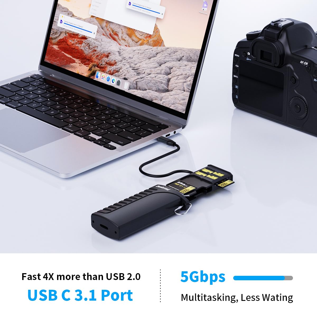 Card Reader For Camera Memory Card,2 In 1 Sd Card 5Gbps Readers Usb3.1 Dual Card Reader Memory Card Case Waterproof Holder 6 Tf/