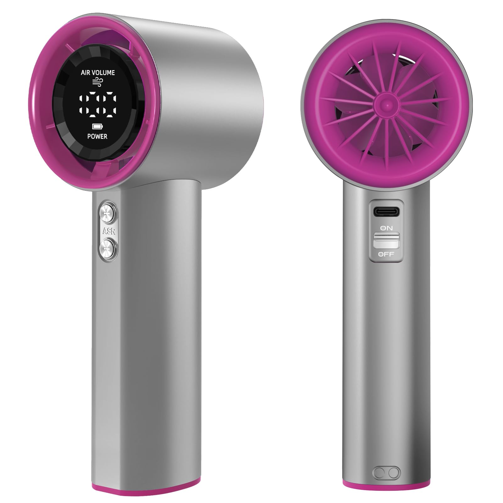 KOQQQ Portable Handheld Fan, Speed (1-100) Adjustable Turbo Personal, 4000mAh Battery Rechargeable Cooling Fan, Digital Display,