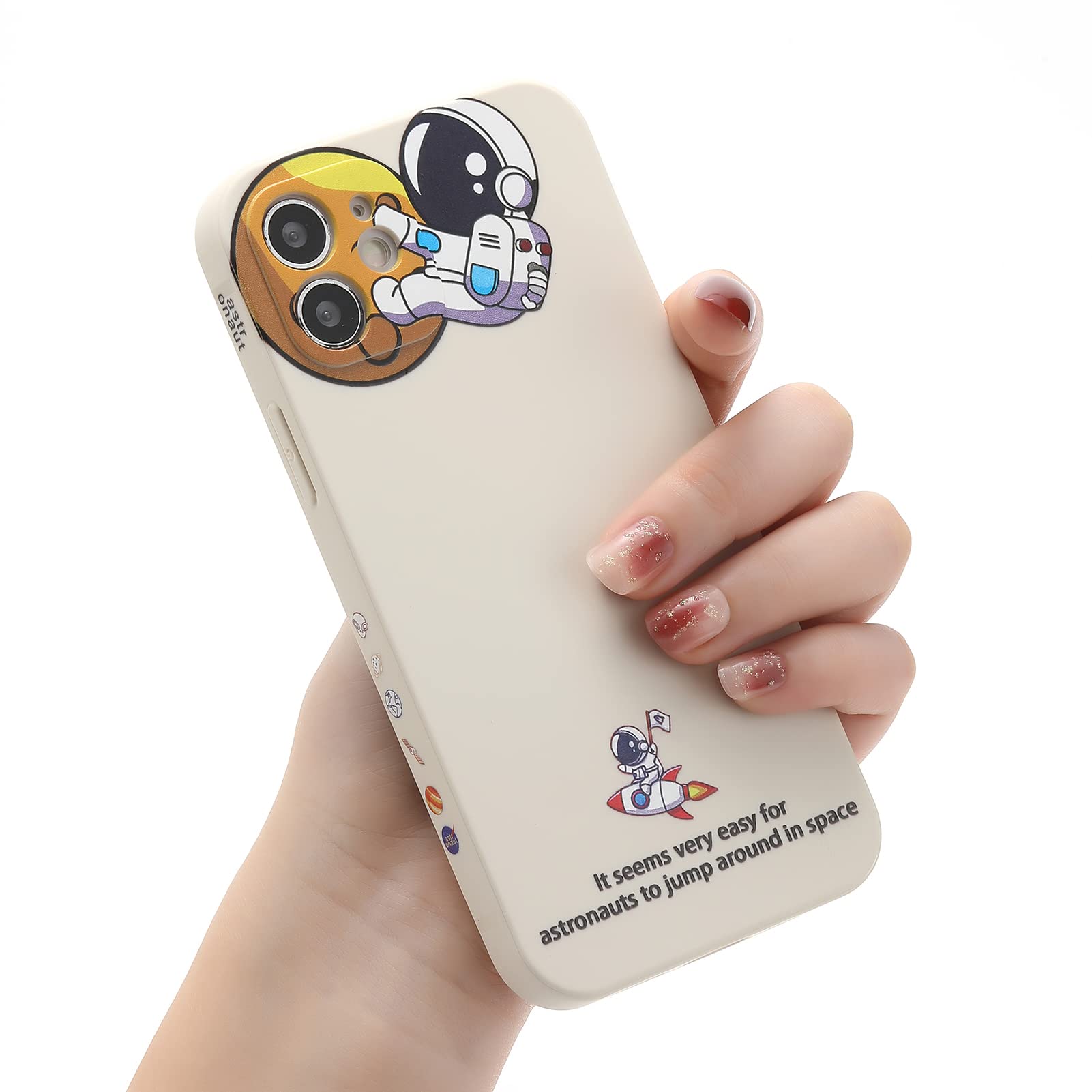 Yonds Queen Compatible With Iphone 11 Pro Cute Case, Cartoon Astronaut Space Rocket Moon Design Stylish Bumper Tpu Rubber Protec