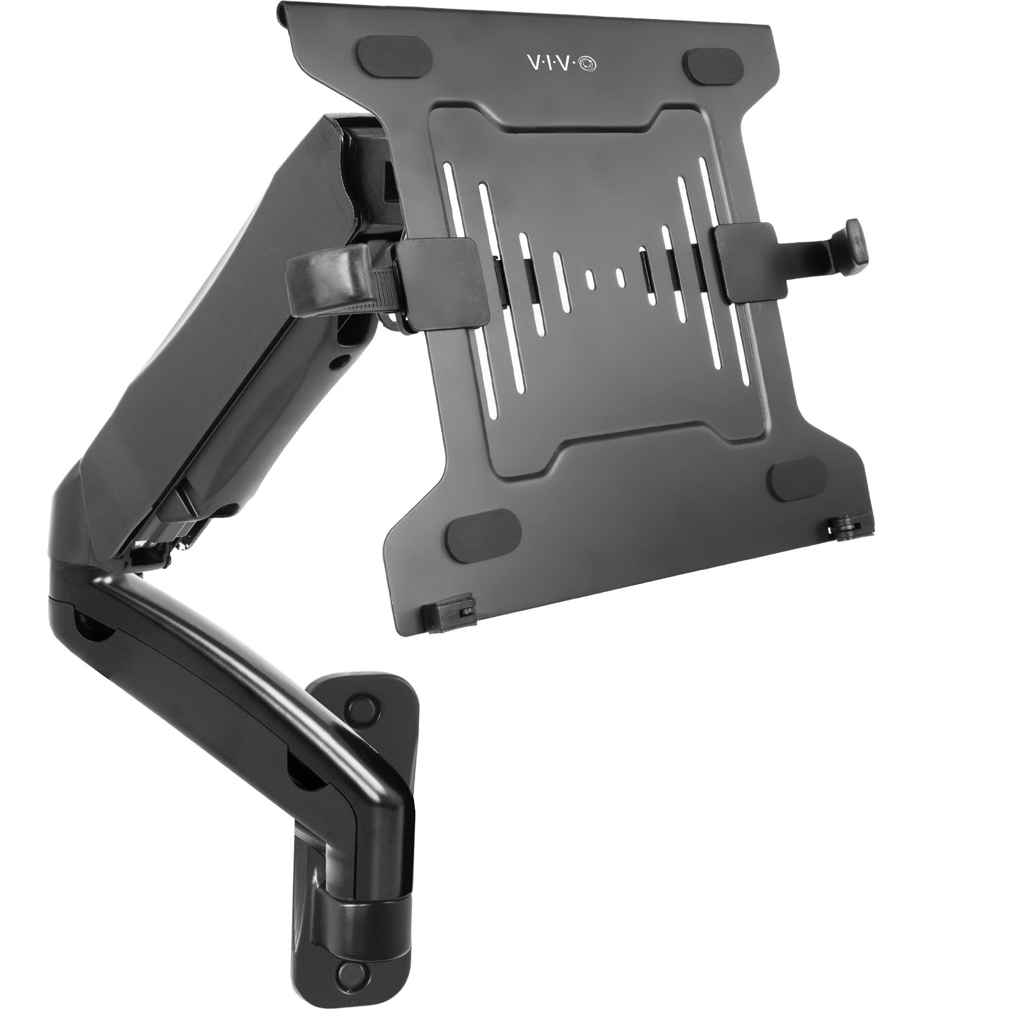 VIVO Height Adjustable Pneumatic Extended Arm Laptop Wall Mount, Full Motion Articulating Notebook Tray, Fits 10 to 15.6 inch Screen, Black, MOUNT V001GL