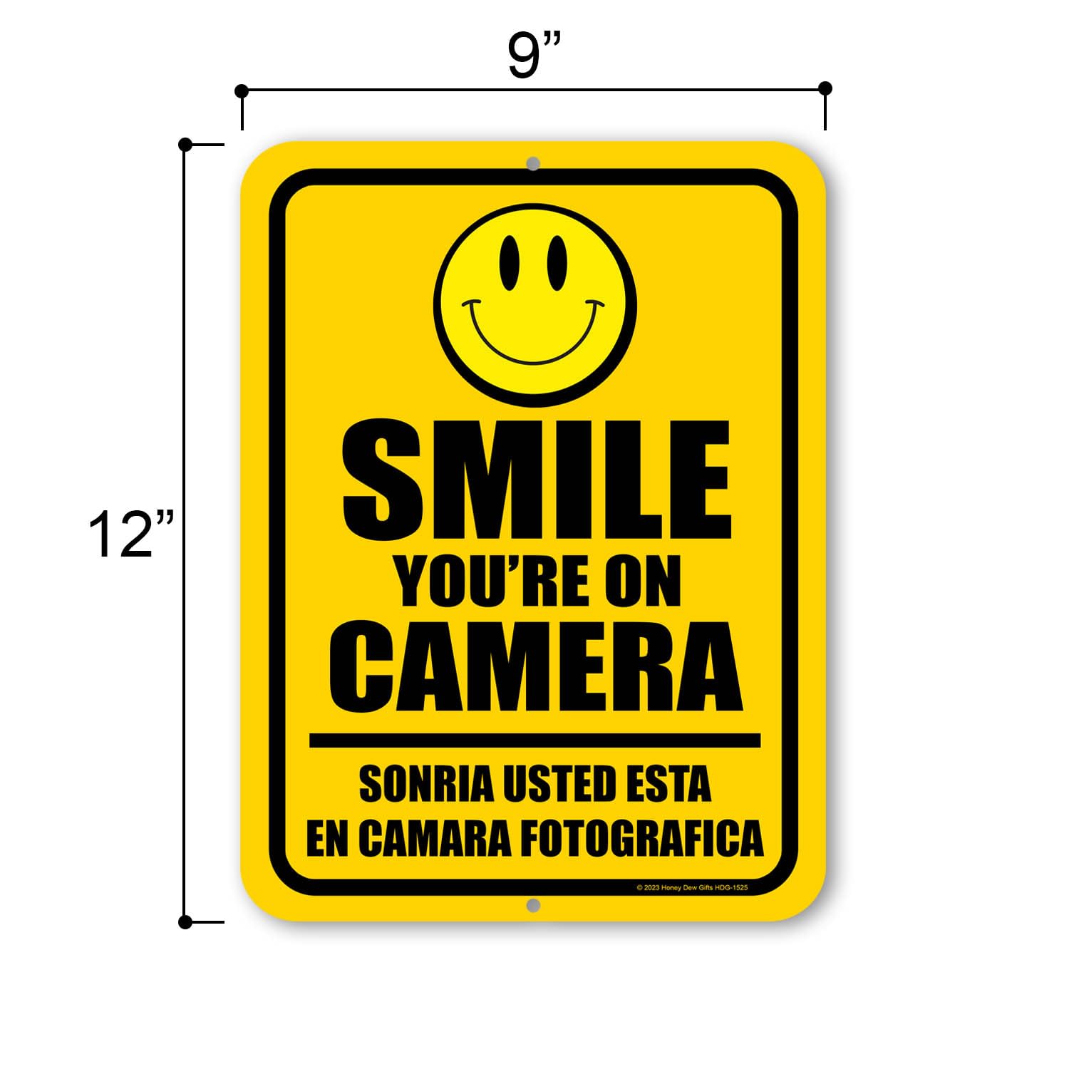Honey Dew Gifts, Smile You'Re On Camera, 9 Inch By 12 Inch, English Espaol Bilingual Signs, Security Sign Spanish, Warning Secur