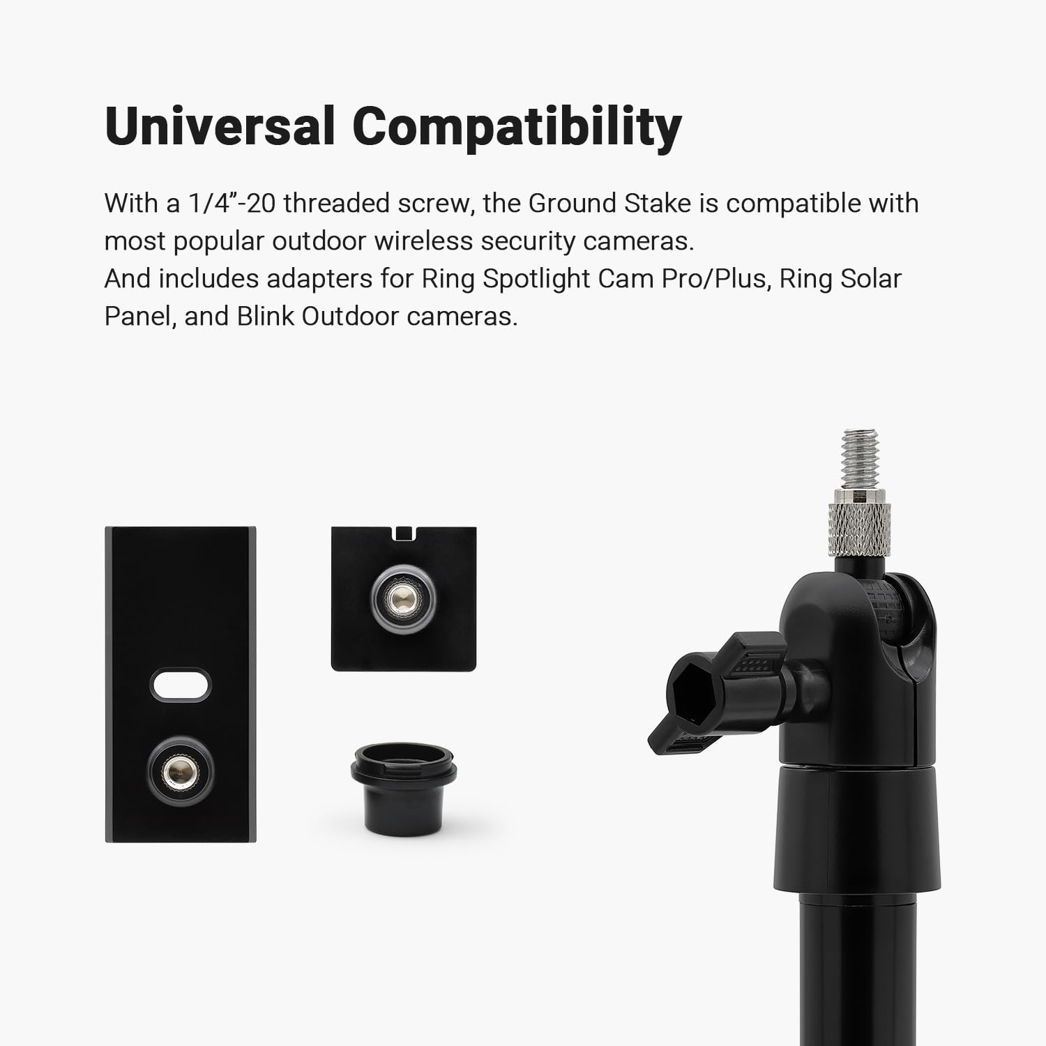 Holicfun Security Camera Ground Stake, Heavy Duty Stand Mount With Adjustable Angle And Height For Ring, Blink, Arlo, Eufy, Wyze