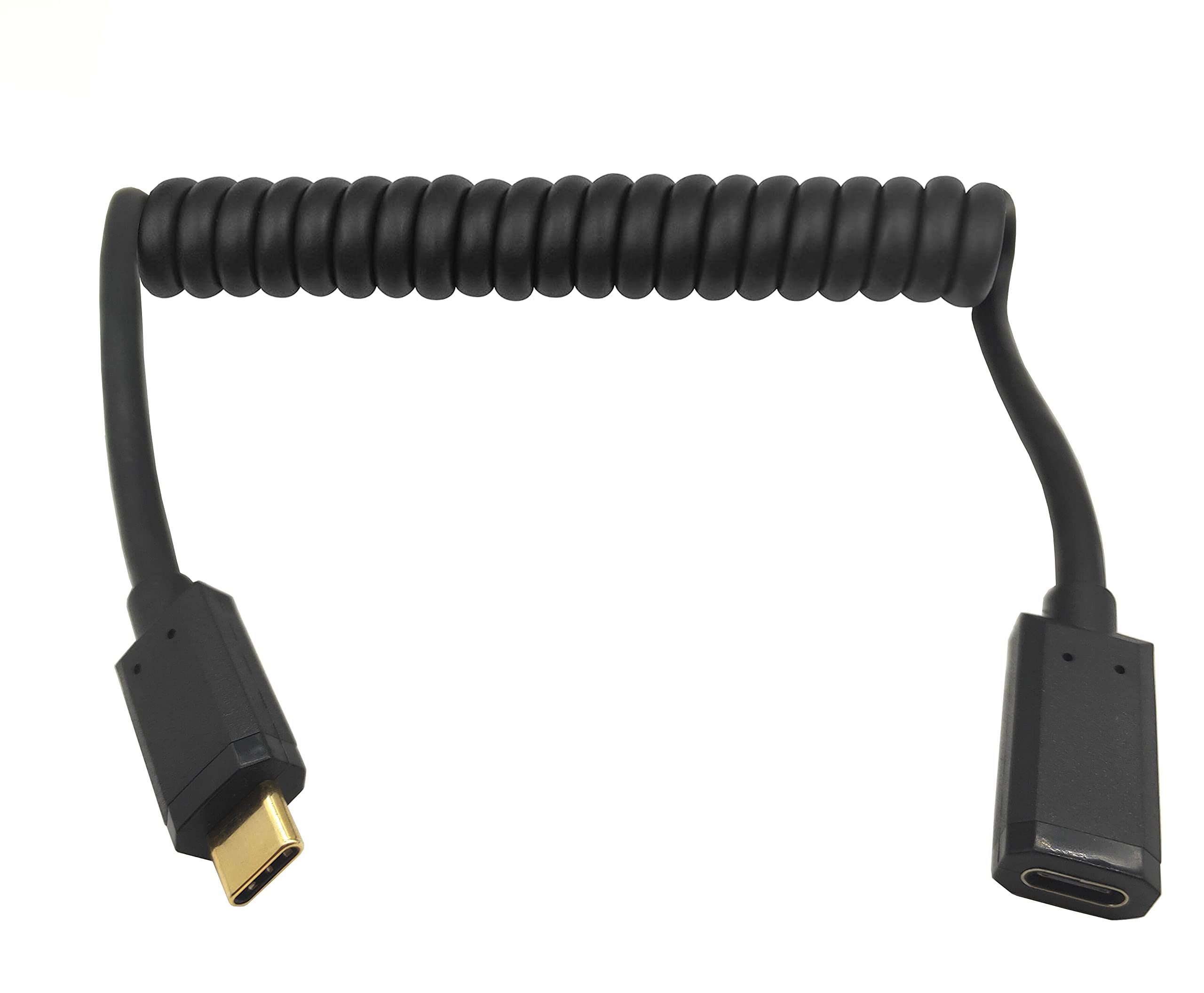 Qaoquda Coiled Usb 3.1 Type C Cable, Usb C Male To Usb C Female Coiled Spring Spiral Cable, 3A 10Gbps Fast Charging, Data Extens