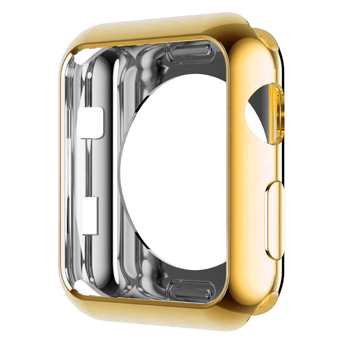 Hankn For Apple Watch Series 3 2 1 Case, Soft Tpu Plated Shiny Cover Iwatch Bumper [No Front Screen Protector] (38Mm, Gold)