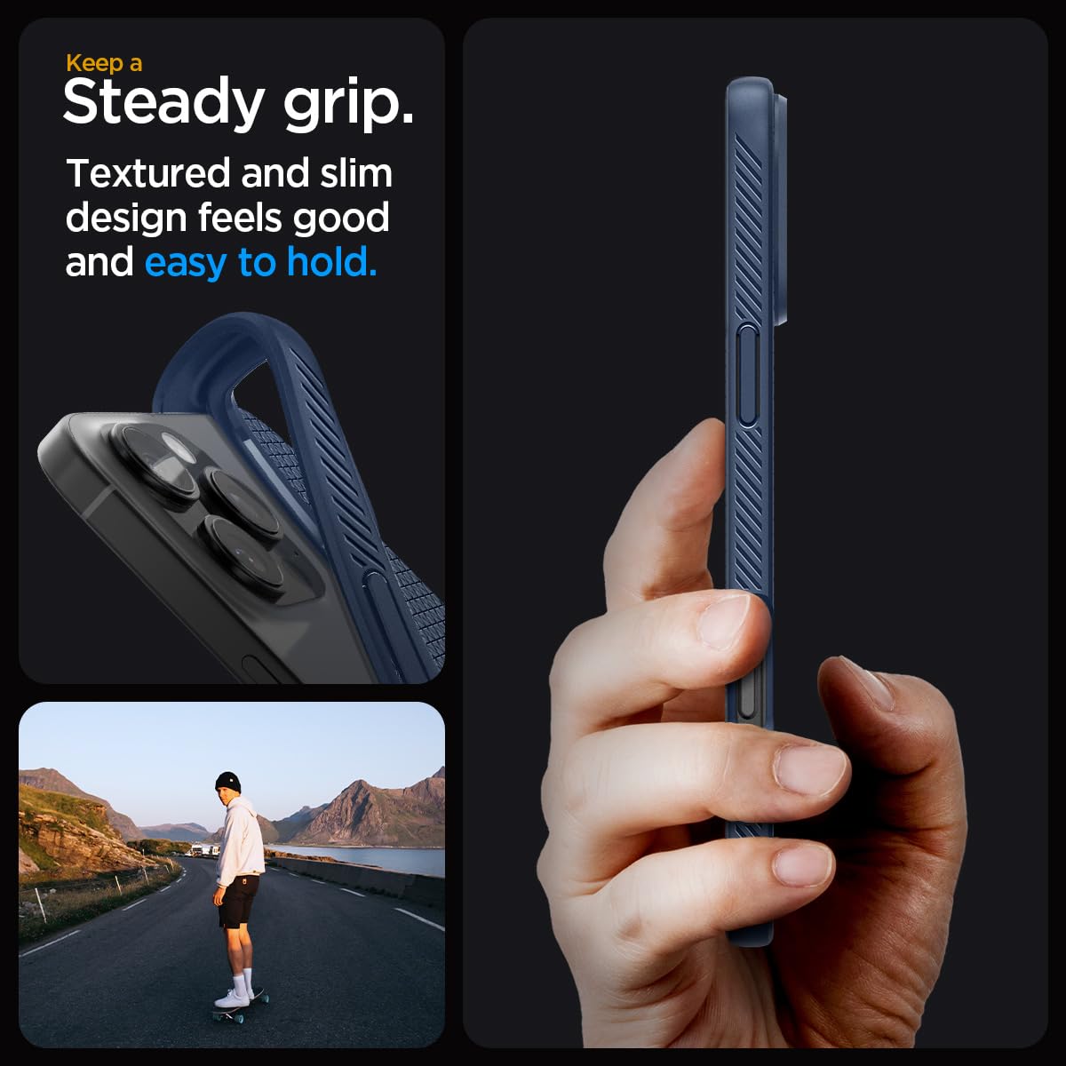 Spigen Liquid Air Designed For Iphone 16 Pro Max Case [Not Compatible With Magsafe], [Military Grade Protection]   Navy Blue