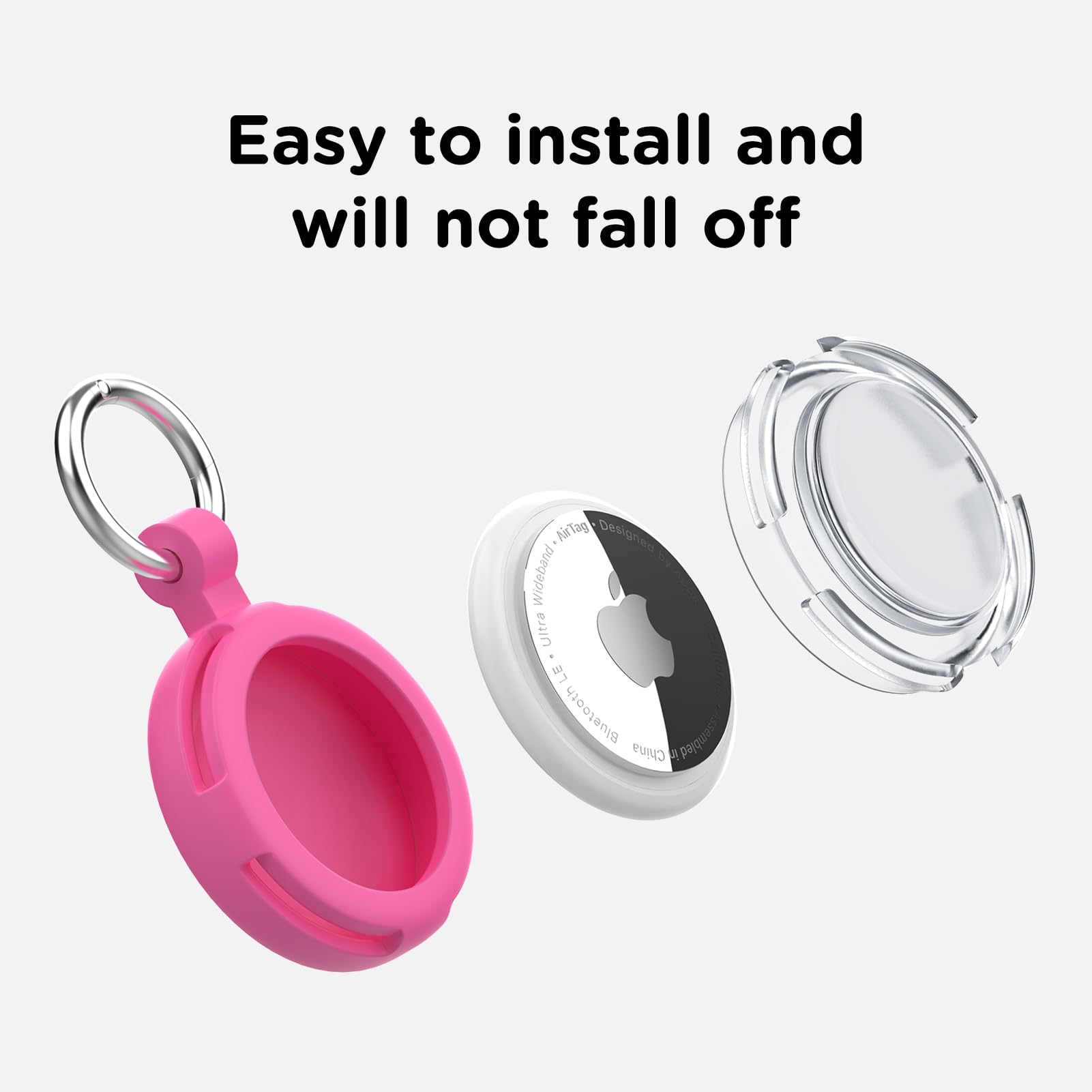 WhoseID AirTag Case Keychain IPX8 Waterproof Silicone Rose