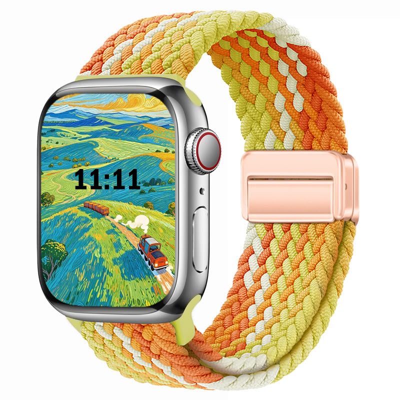 Relaxesque Watch Bands For Men and Women, Braided Nylon Iwatch Band With Magnetic Clasp, 42mm/44mm/45mm/46mm/49mm(Series 10/11/U