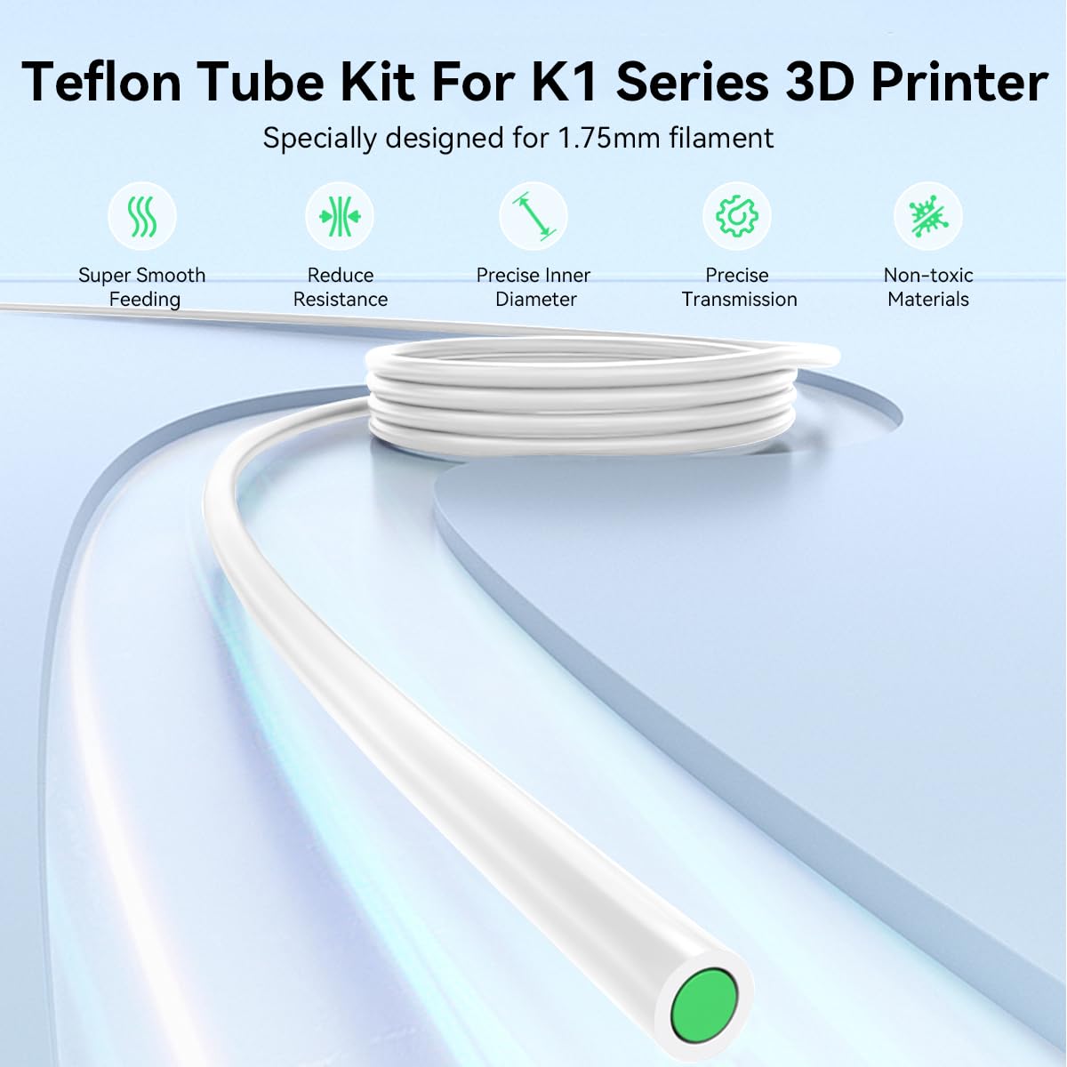 Official Creality 3D Printer Bowden Tube 2M, 3D Printer Ptfe Tube Teflon Bowden Tubing Upgrades For 2Mm Filament K1/K1 Max/K1C/E
