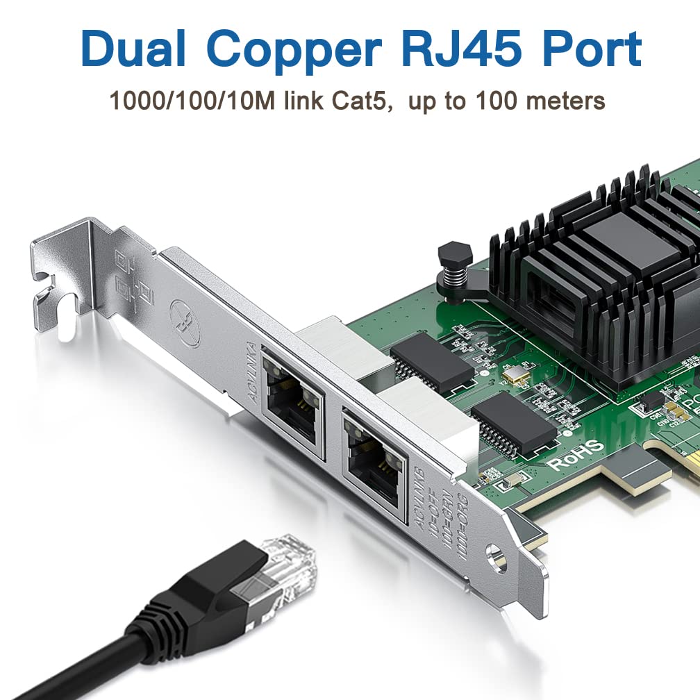 Gigabit Dual Nic With Intel 82576 Chip, 1Gb Network Card Compare To Intel E1G42Et Nic, 2 Rj45 Ports, Pci Express 2.1 X1, Etherne