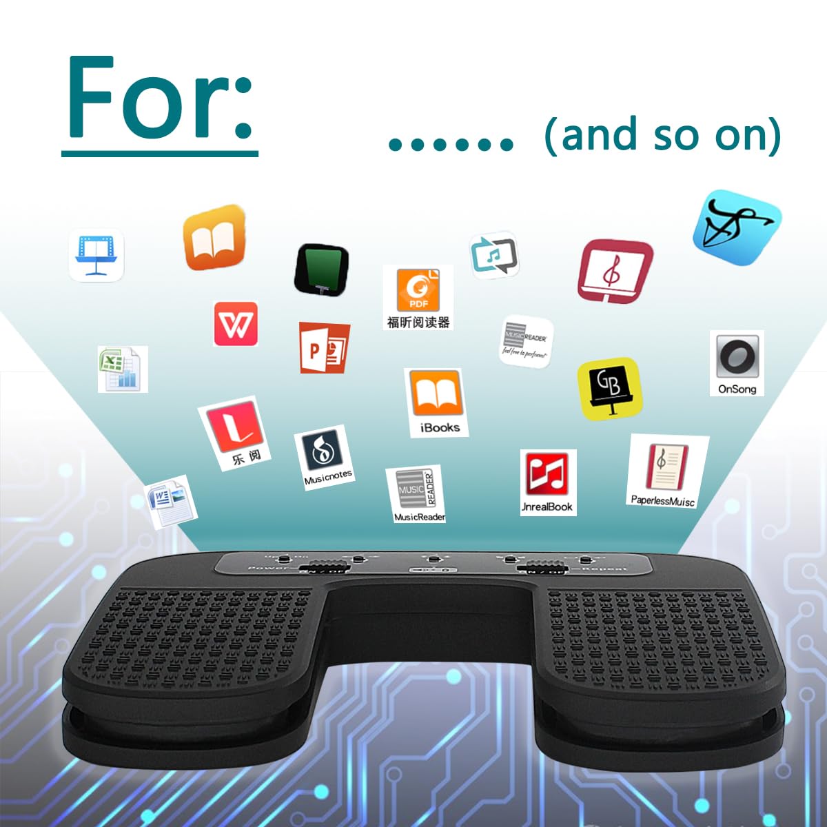 Yueyinpu Wireless Page Turner Pedal For Tablets Ipad Smartphone Rechargeable Anti Skid Pad (Plus)
