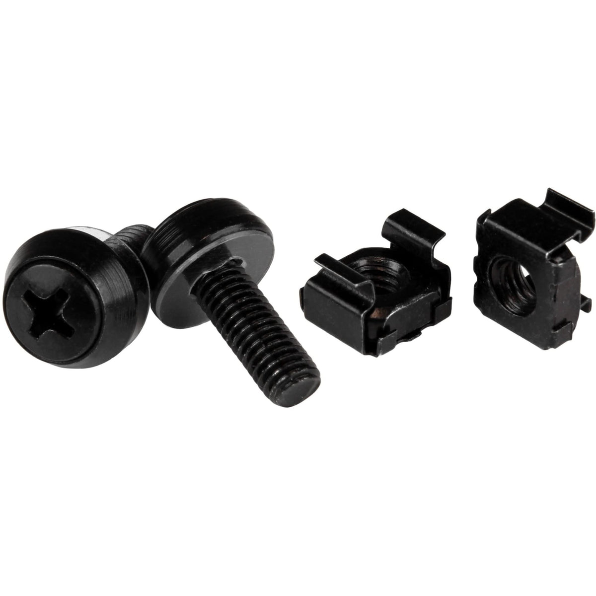 Startech.Com M6 Cage Nuts And Screws   50 Pack   12Mm Rack Screws And Cage Nuts   Black (Cabscrewm6B) Black Cage Nuts And Mounti