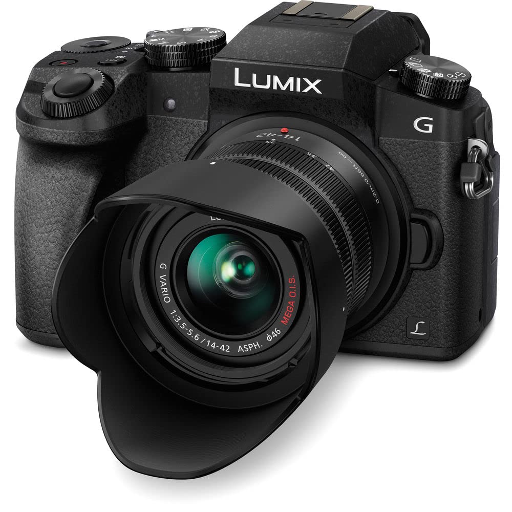 Panasonic Lumix Dmc-G7 Mirrorless Digital Camera With 14-42Mm Lens (Black) (Dmc-G7Kk) - Bundle - With Led Light + Dmw-Blc12 Batt