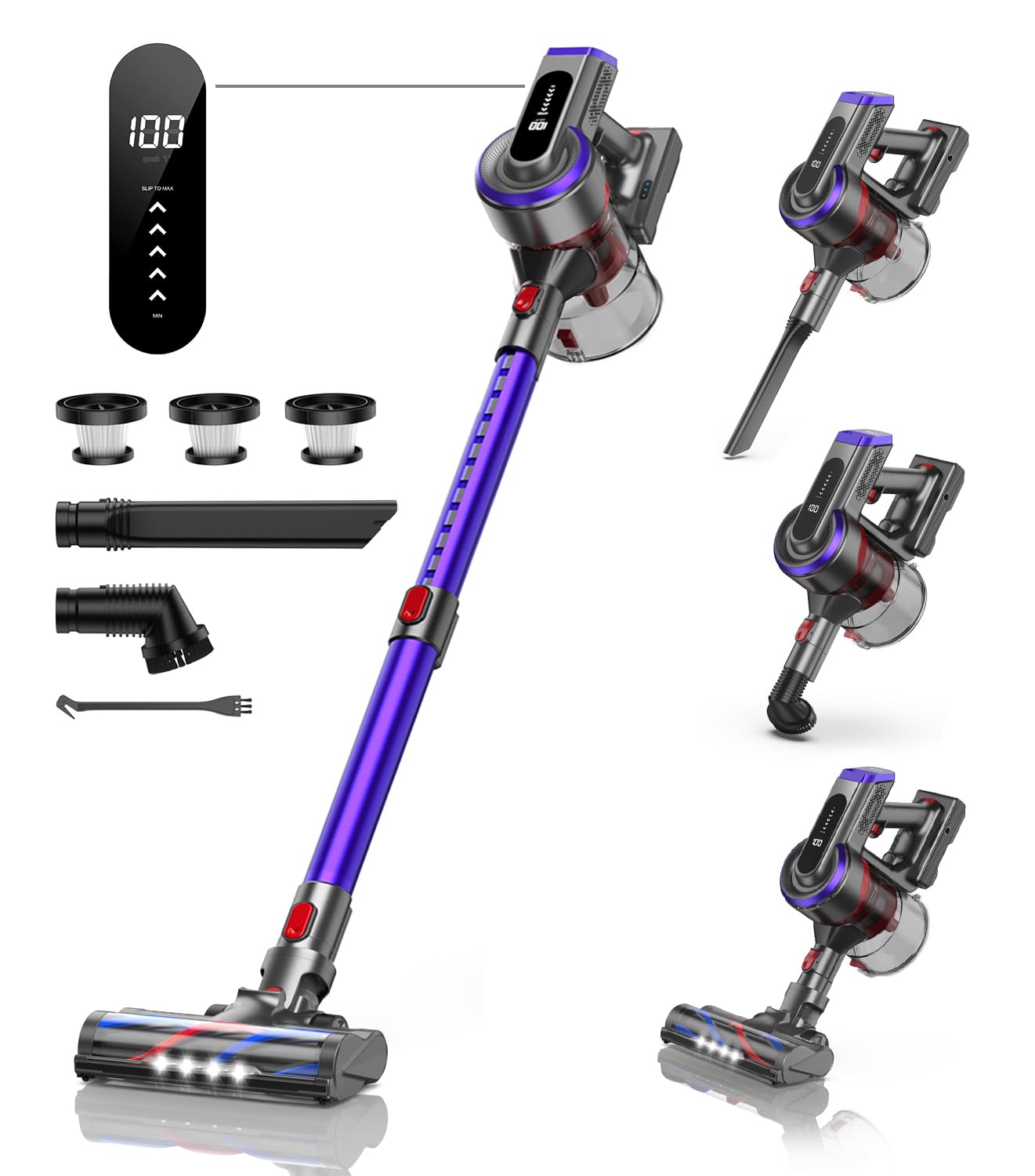 Inteture Cordless Vacuum Cleaner, 450W 40Kpa Vacuum Cleaners For Home, Max 55Mins Anti Tangle Stick Vacuum With Touch Display, L