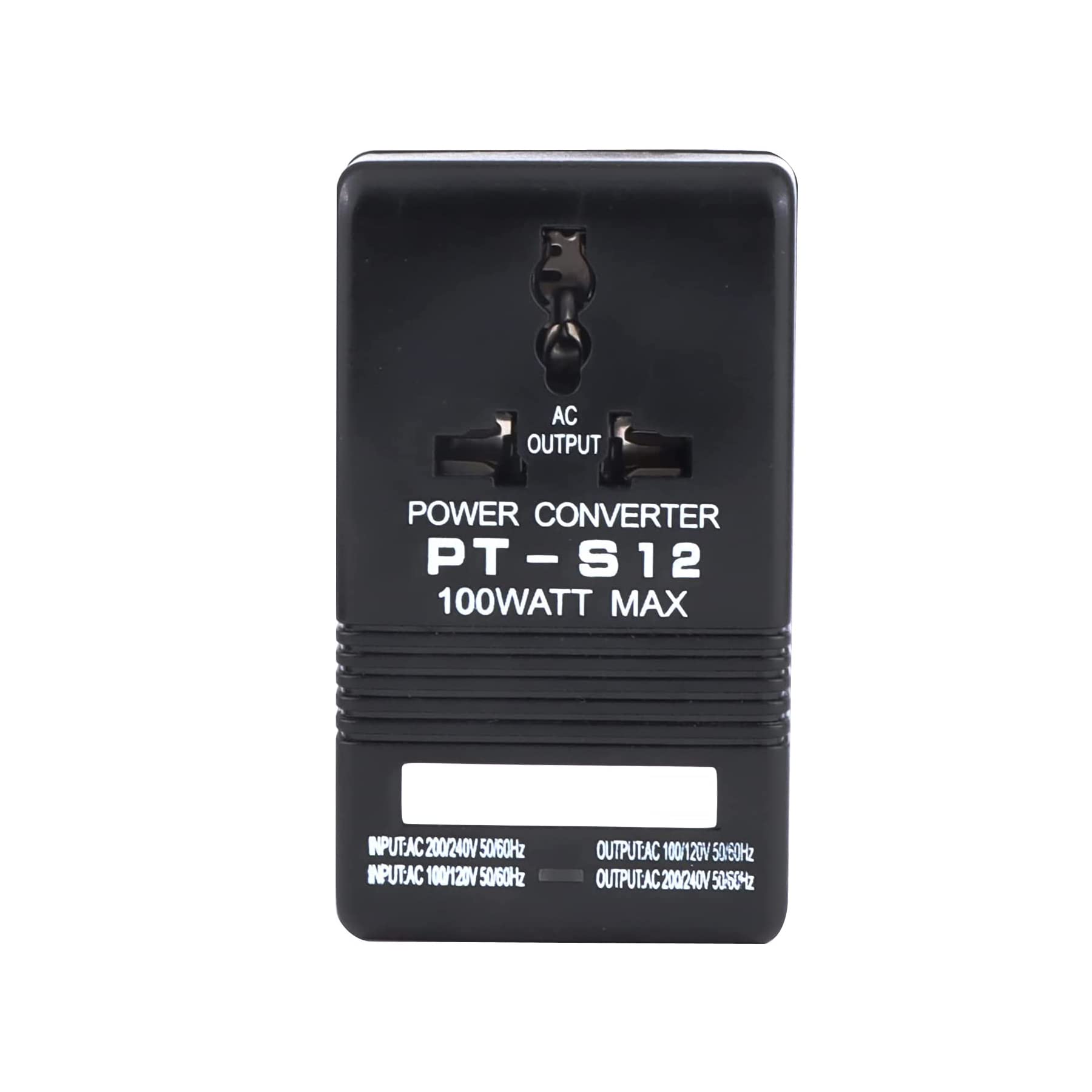 Autotron Voltage Converter 110V to 220V, Step-Up & Step-Down Transformer, 100W, Black, Model 703532202095 for Travel & Camping