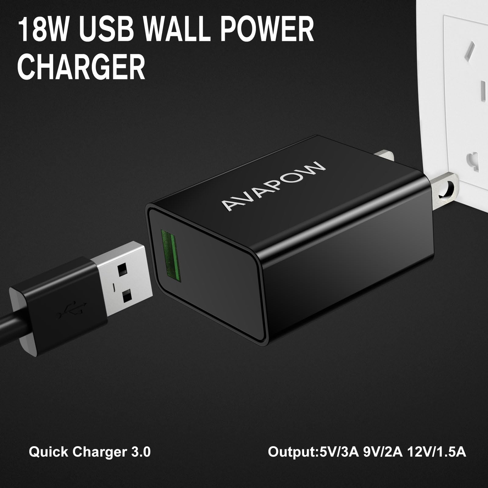 Avapow Usb C Wall Charger Fast Charging, 3A/5V 18W Usb C Power Adapter Charger, Charger Block Fit For Avapow And Others (Black)