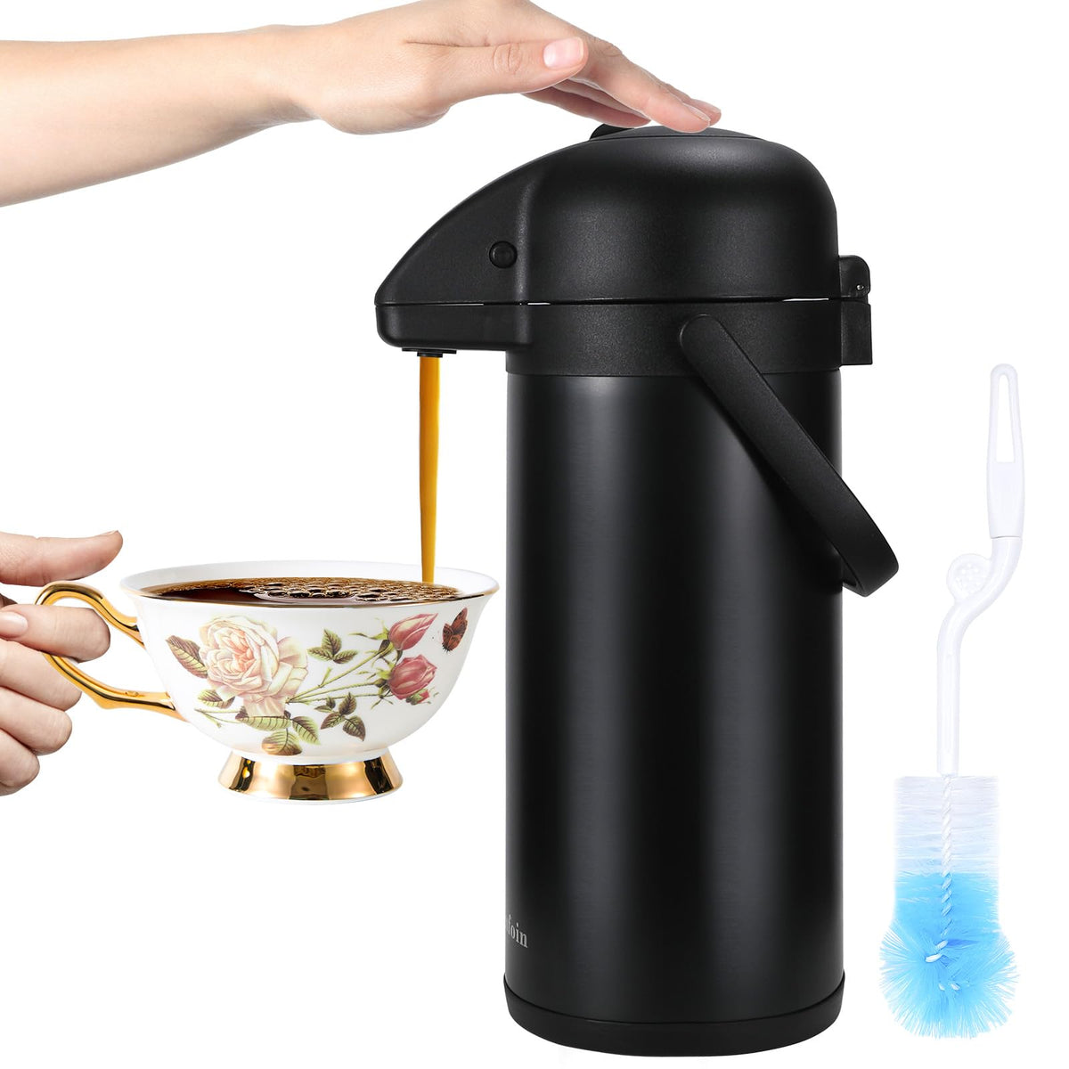 Updated Airpot Coffee Dispenser With Pump, 102Oz Insulated Thermal Coffee Carafe For Keeping Hot   Cold Water, Party Chocolate D