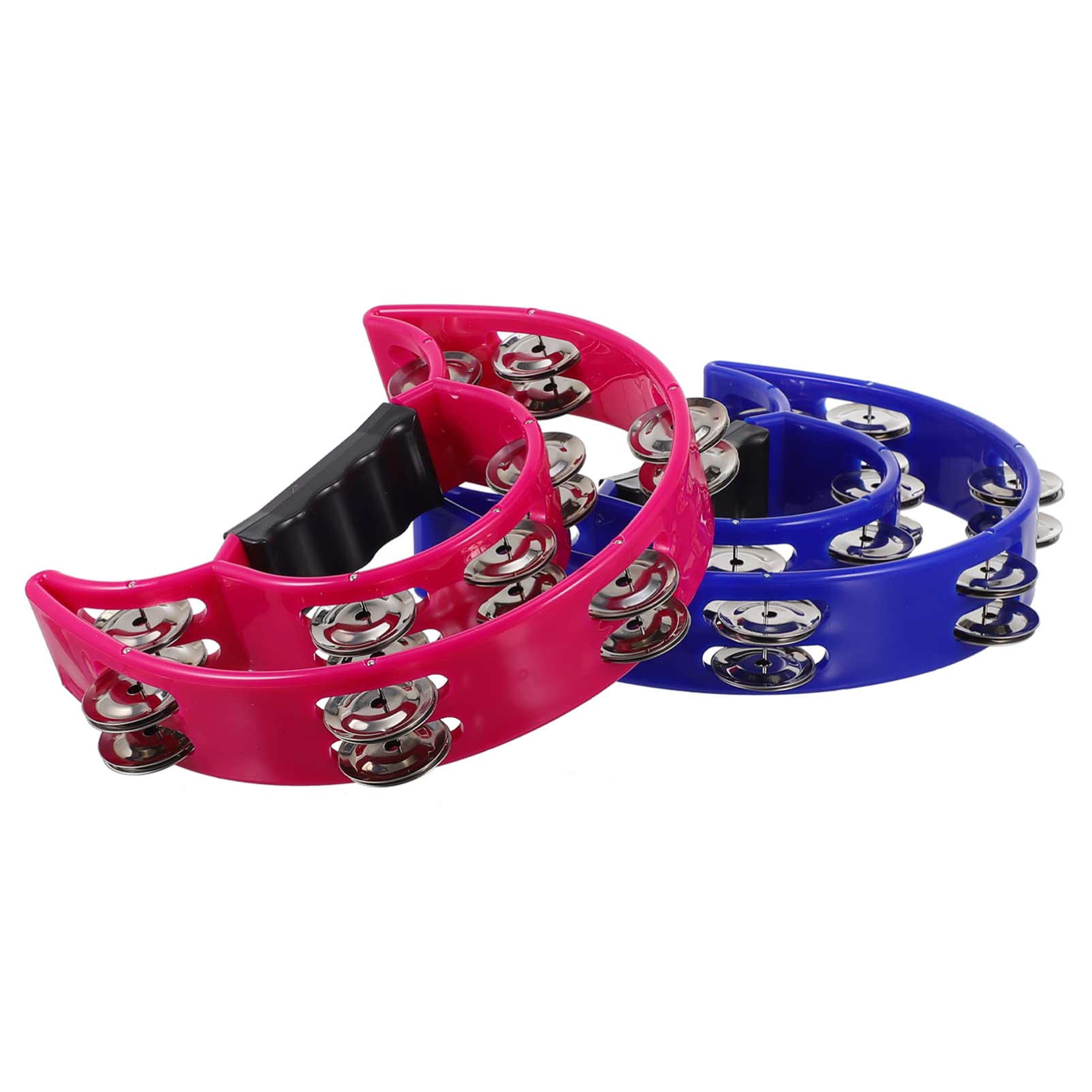 HEALLILY 2Pcs Musical Tambourine Metal Double Row Tambourine Handheld Percussion Instrument for KTV Party Kids Adults Party Toys