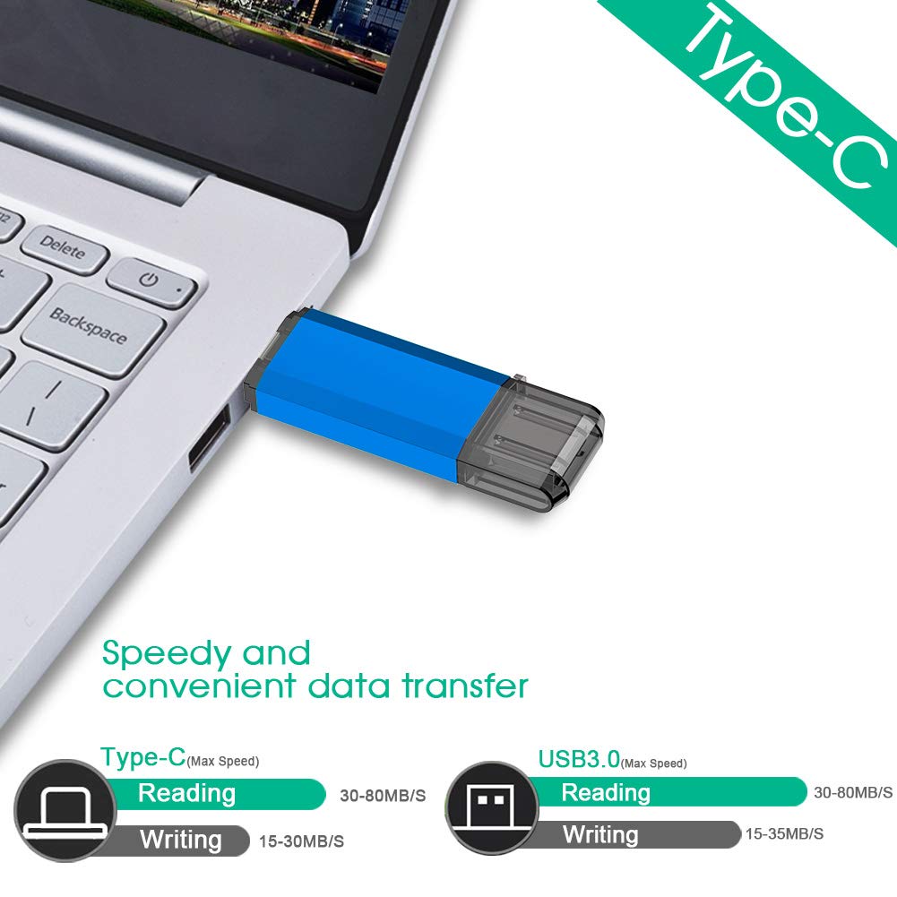 Kalsan 32Gb Usb Flash Drive, Type C Dual Usb Disk(Usb A 3.0/Type C 3.0), High Speed Thumb Drive Usb Pen Stick For Type C Smartph