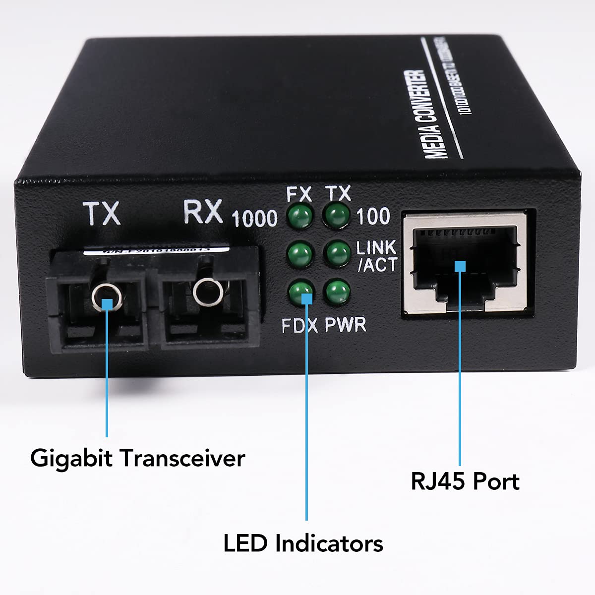 (A Pair Of Bidi) Single Mode Dual Sc Fiber Gigabit Fast Ethernet Media Converter, Mini 1X 10/100/1000Base T Rj45 To 1000Base Sc Slot Converter Transceiver, Up To 30Km 1310 Nm, Ac 100V~240V