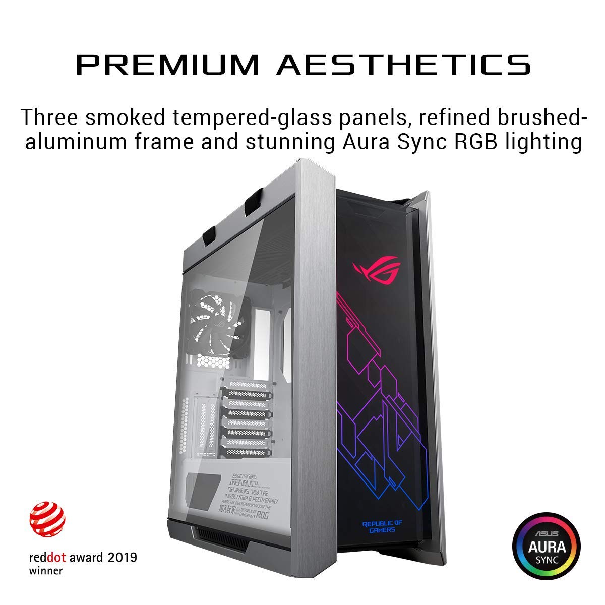 Asus Rog Strix Helios Gx601 White Edition Rgb Mid Tower Computer Case For Atx/Eatx Motherboards With Tempered Glass, Aluminum Fr