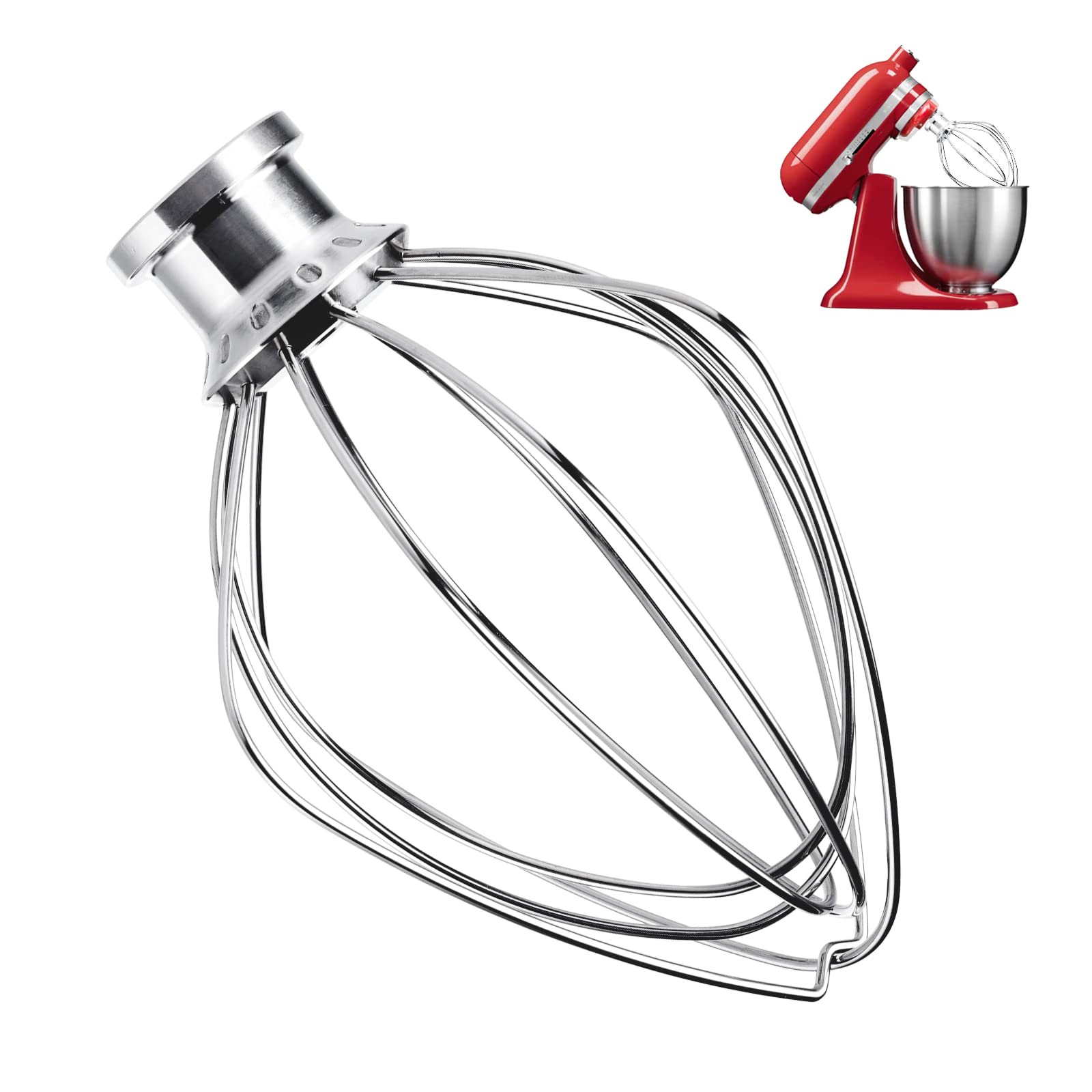 Stainless Steel 6 Wire Whip Attachment For Kitchenaid 3.5 Quart Tilt Head Stand Mixer Ksm3311 And Ksm3316, Heavy Duty, Dishwashe