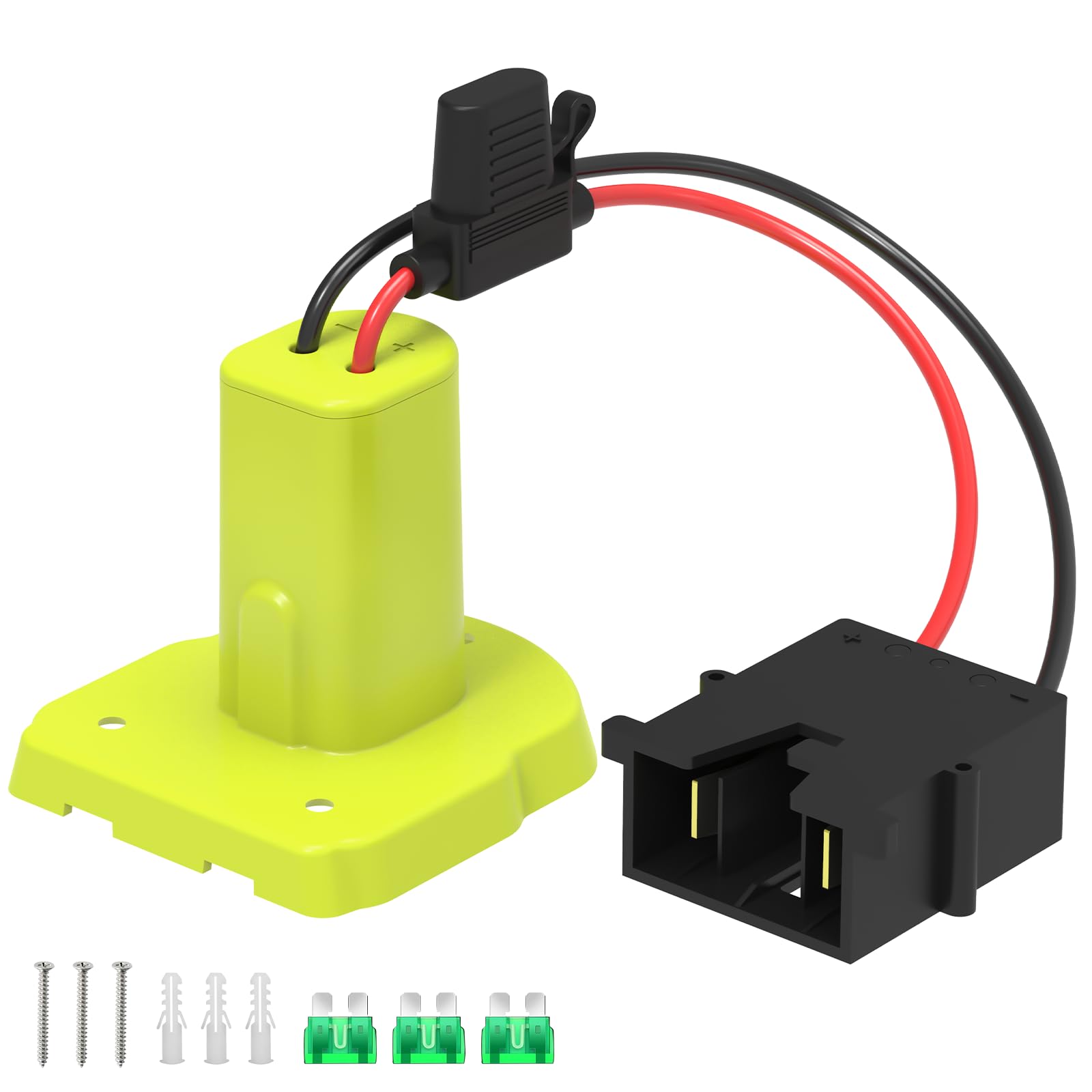 Kzreect for Power Wheel Battery Adapter, Compatible with Ryobi 18V Battery, with Wire Harness Connector, 12AWG Wire, Fuse Holder